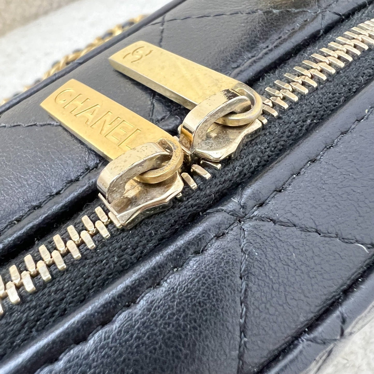 GLM-22A Afternoon Tea Vanity / Clutch with Chain in Black Lambskin and AGHW