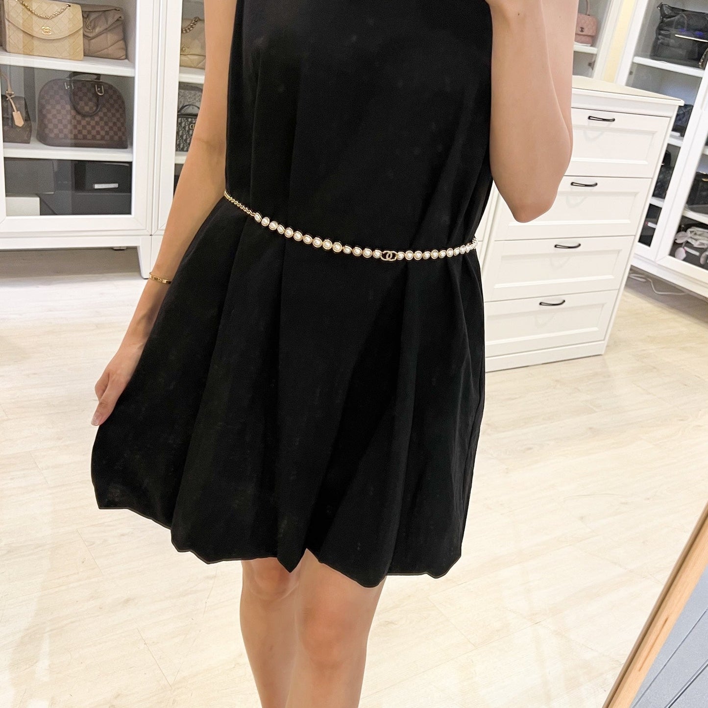 GLM-24S Runway Waist Chain Belt with Pearls in GHW (ABD241)