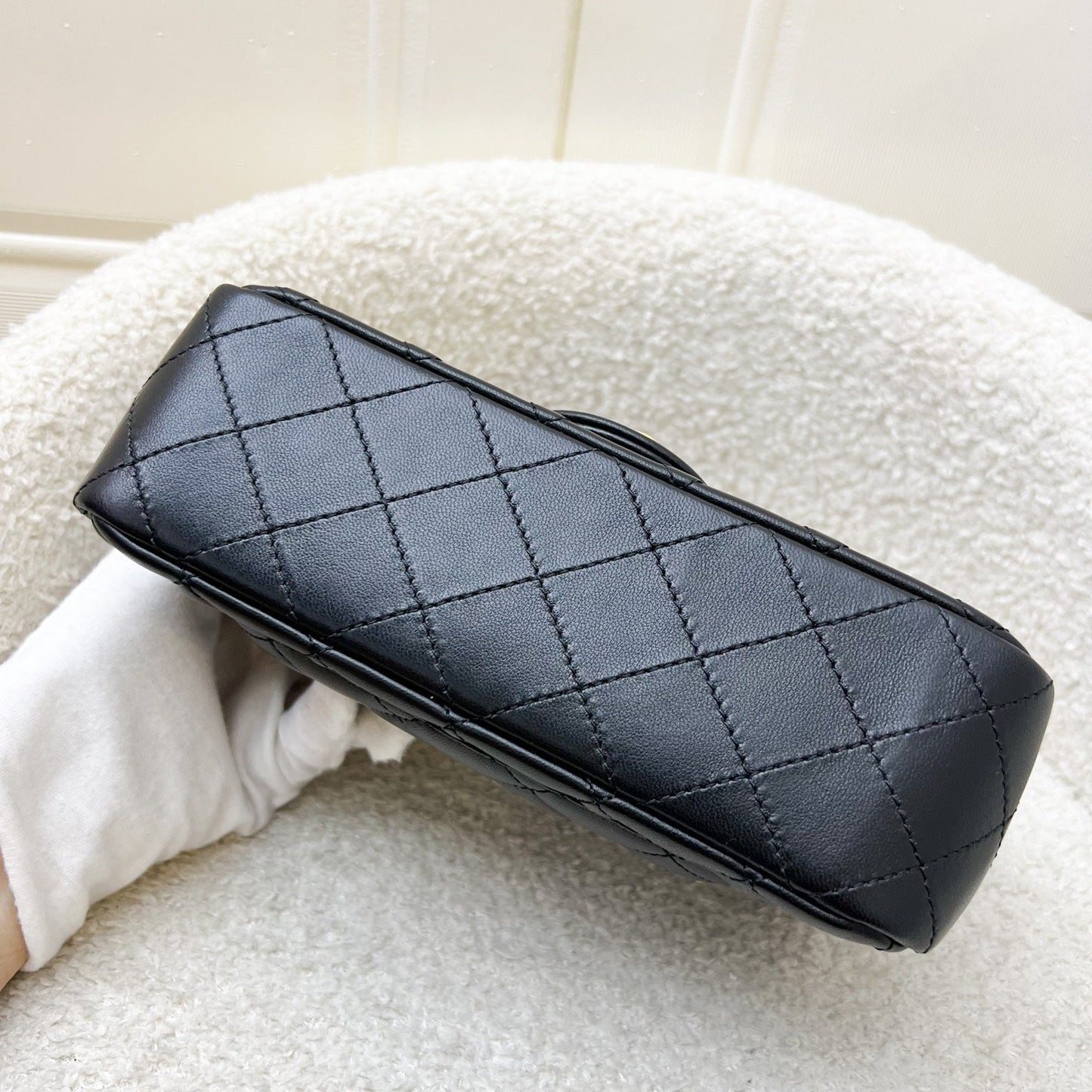 GLM-Pearl Crush Mini Rectangle Flap in 24K Black Stiff Lambskin and AGHW (AS1787)
