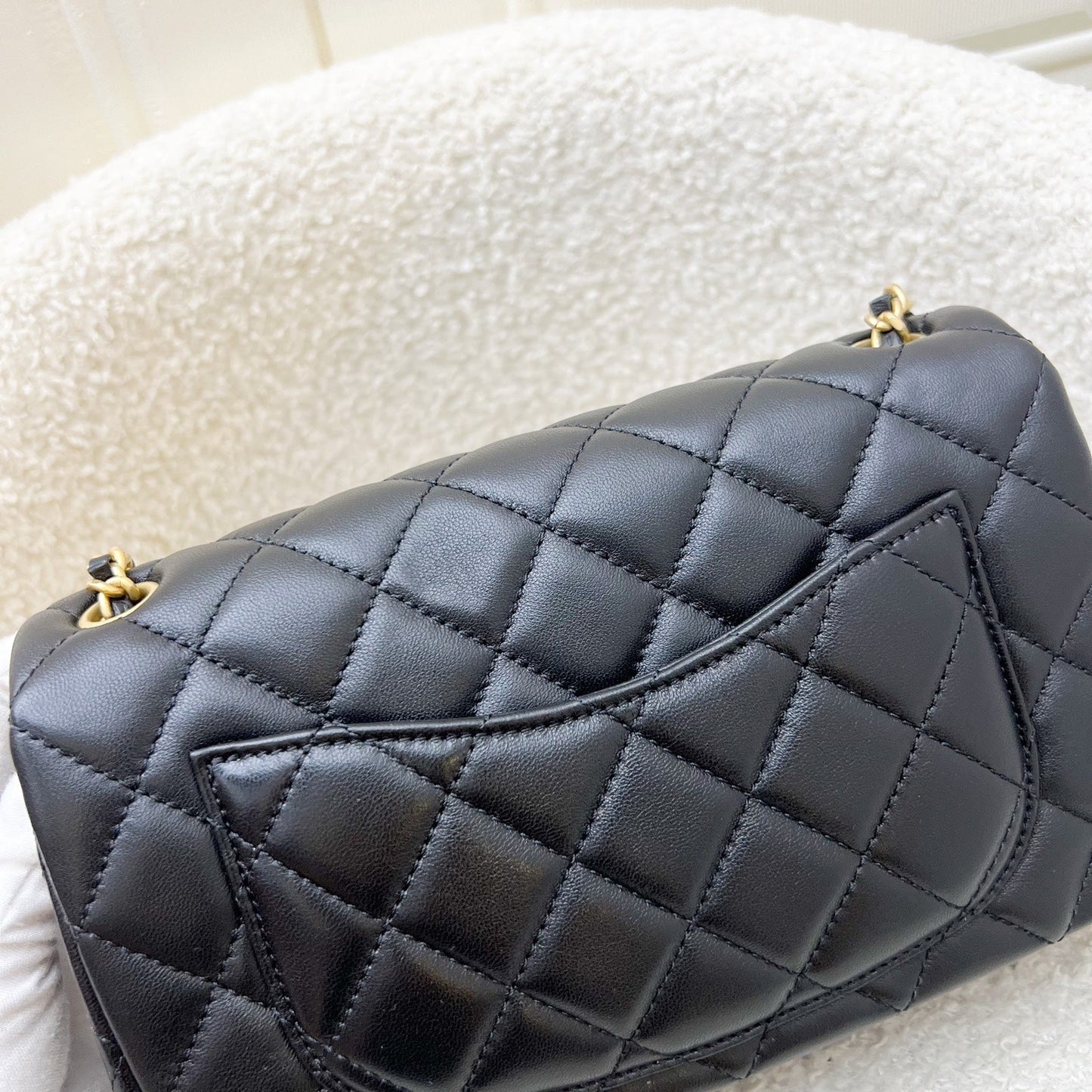 GLM-Pearl Crush Mini Rectangle Flap in 24K Black Stiff Lambskin and AGHW (AS1787)