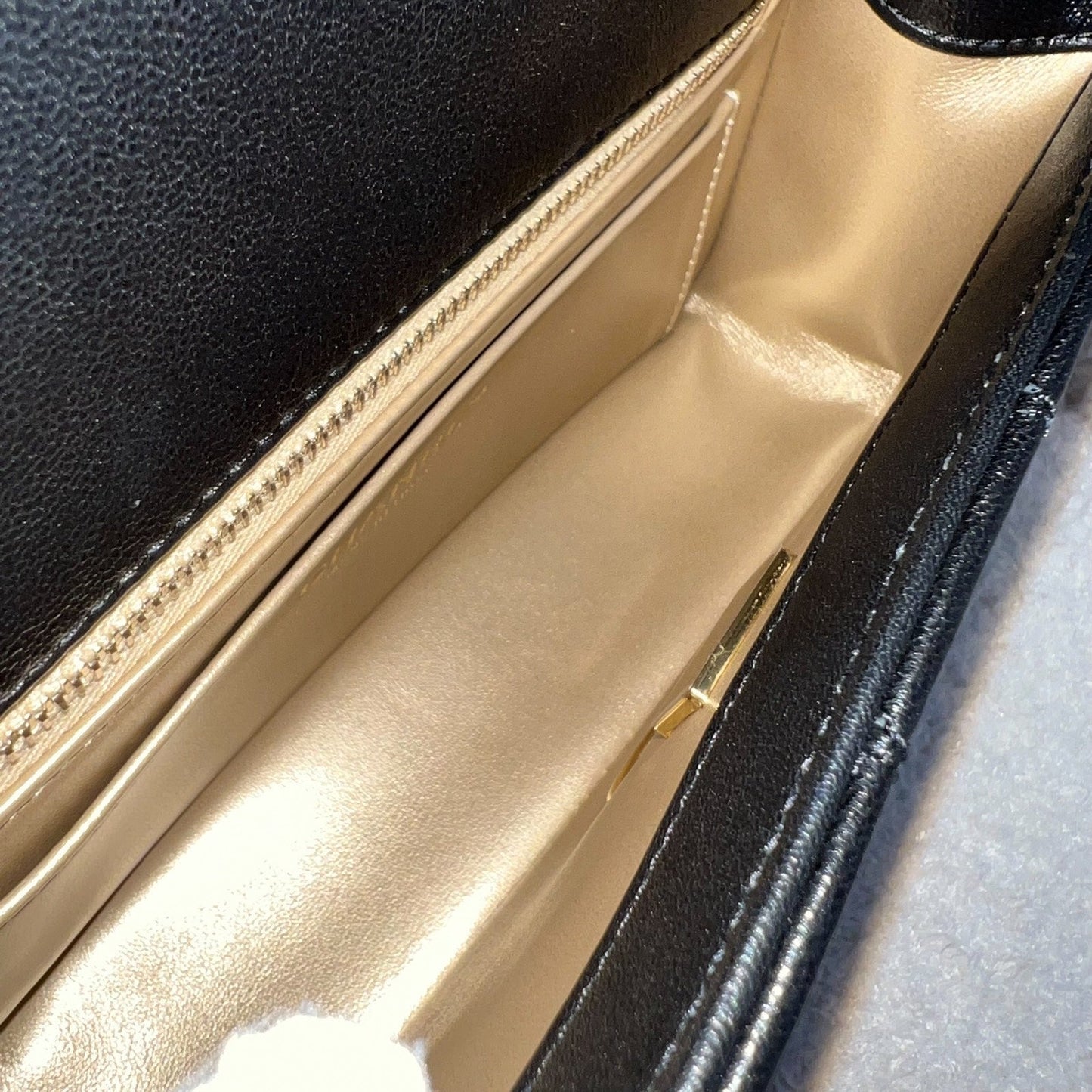 GLM-Pearl Crush Mini Rectangle Flap in 24K Black Stiff Lambskin and AGHW (AS1787)
