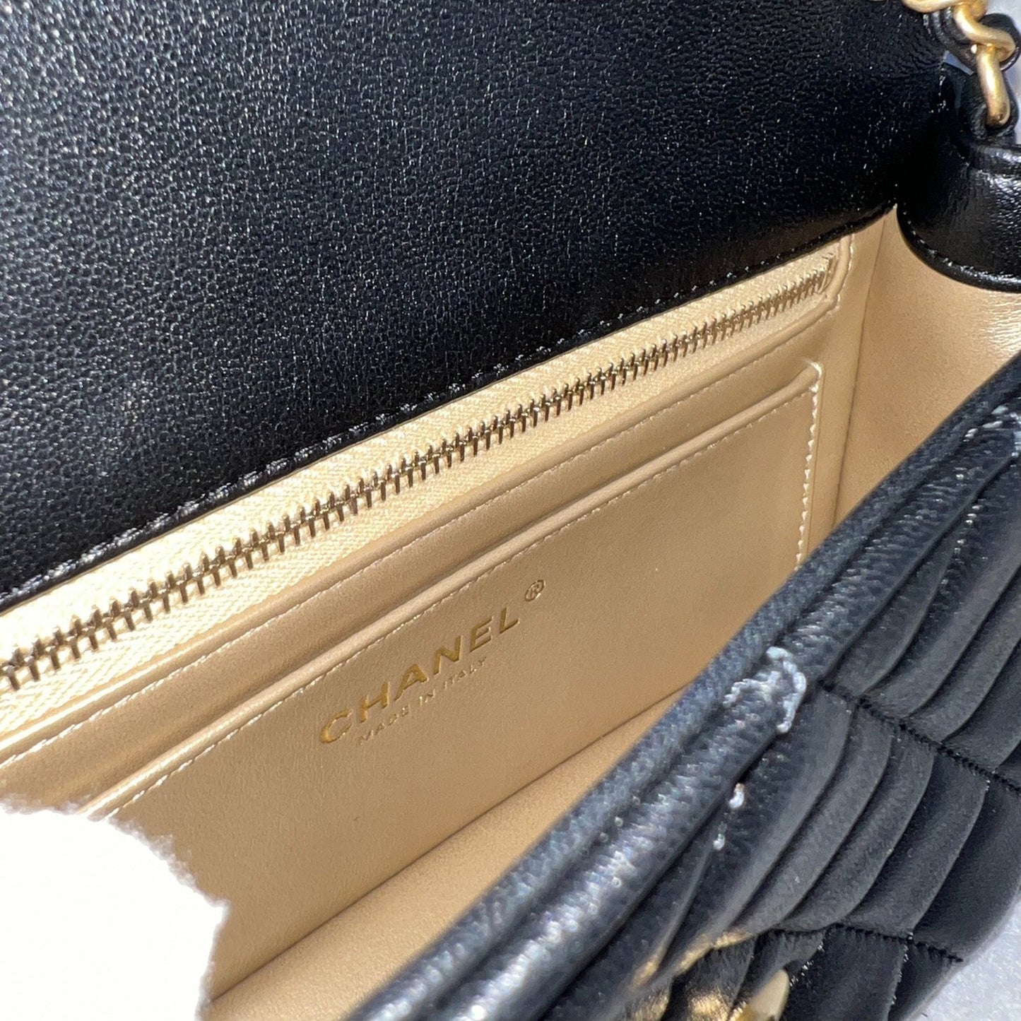 GLM-Pearl Crush Mini Rectangle Flap in 24K Black Stiff Lambskin and AGHW (AS1787)