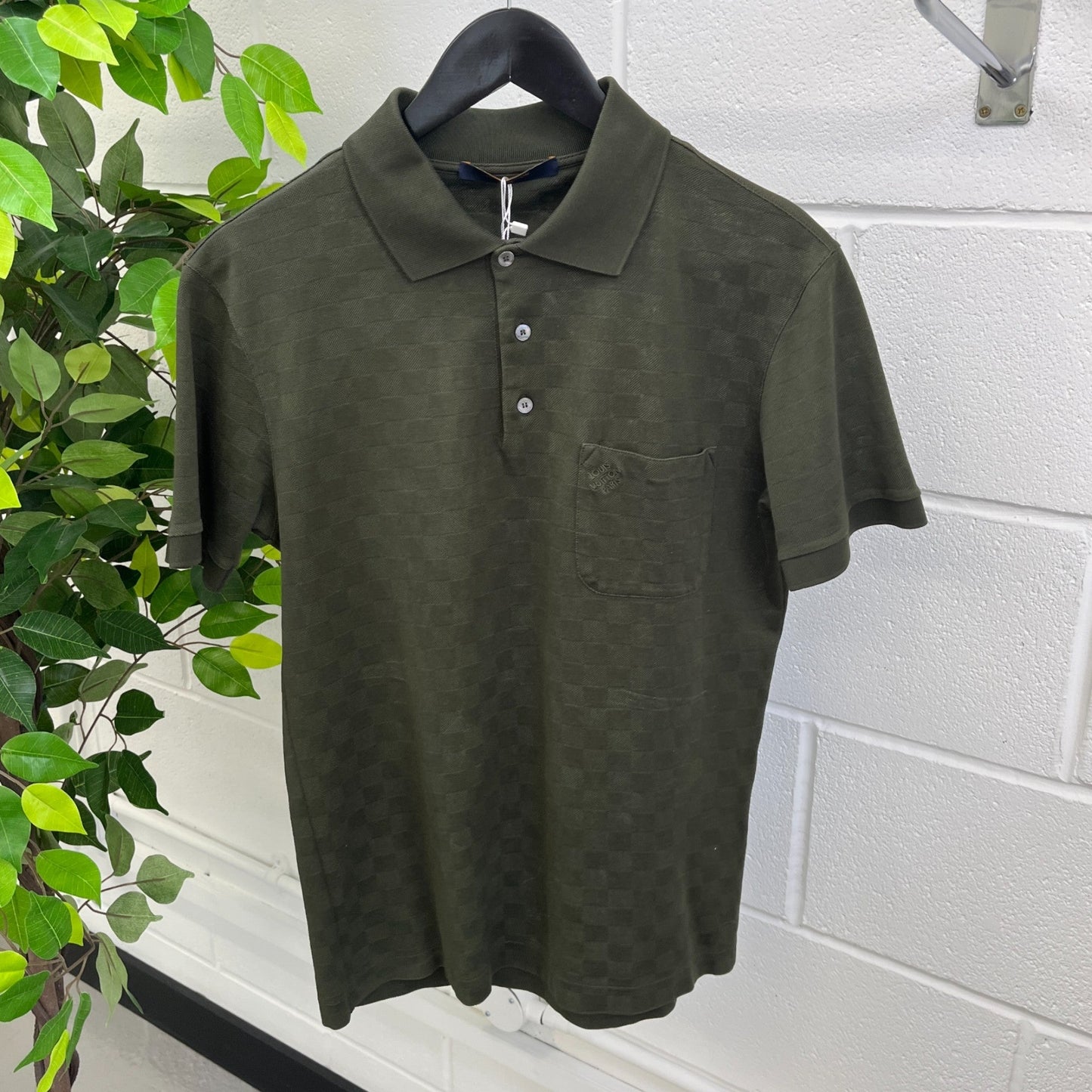 Men's Damier Logo Polo Shirt Khaki Size M