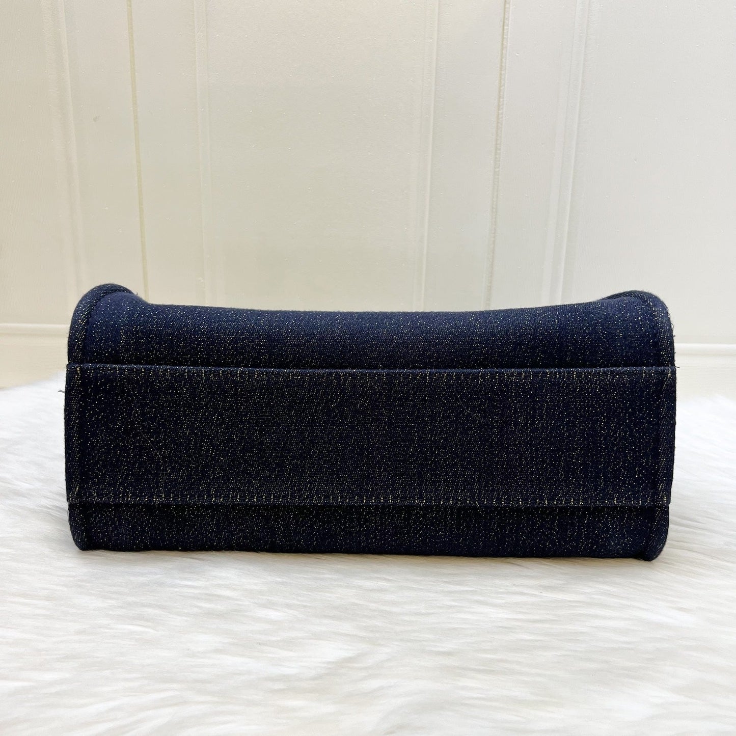 GLM-Deauville Medium Tote in Navy Fabric, Glittery Threading and LGHW