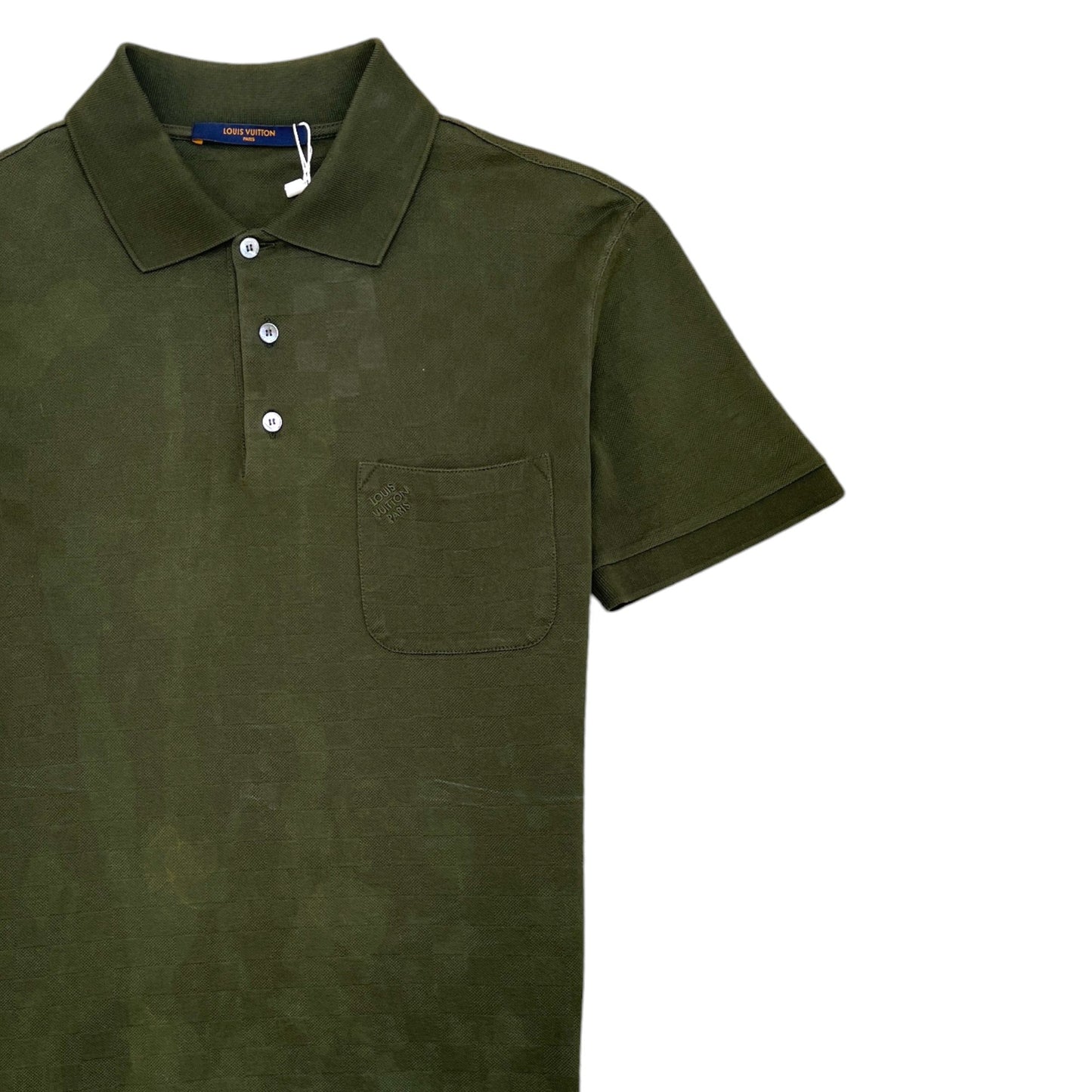 Men's Damier Logo Polo Shirt Khaki Size M