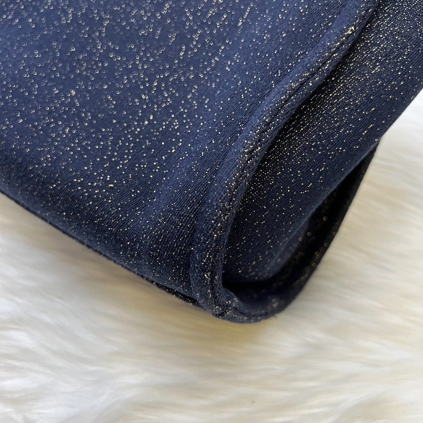 GLM-Deauville Medium Tote in Navy Fabric, Glittery Threading and LGHW