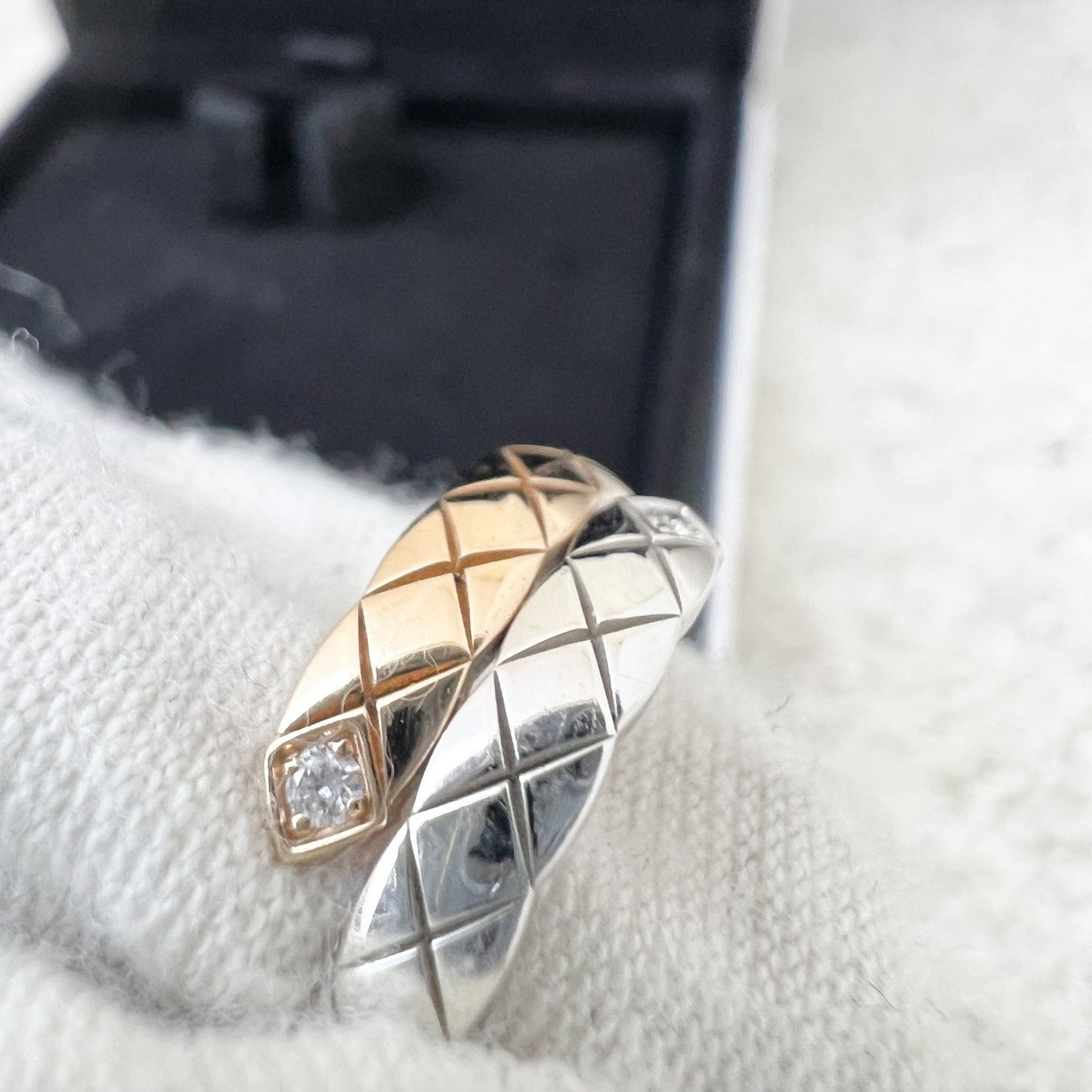 GLM-Coco Crush Toi Et Moi Ring Small Version with Diamonds in 18K White and Beige Gold Sz 51