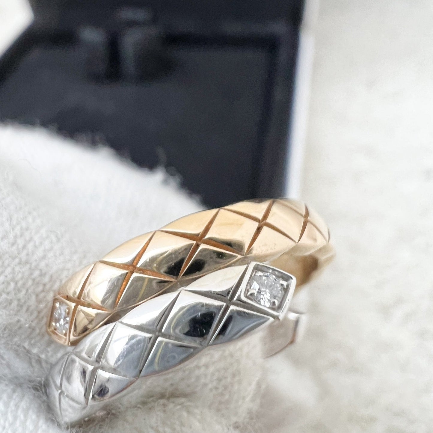GLM-Coco Crush Toi Et Moi Ring Small Version with Diamonds in 18K White and Beige Gold Sz 51