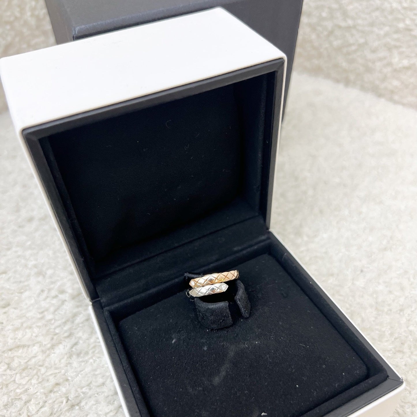 GLM-Coco Crush Toi Et Moi Ring Small Version with Diamonds in 18K White and Beige Gold Sz 51