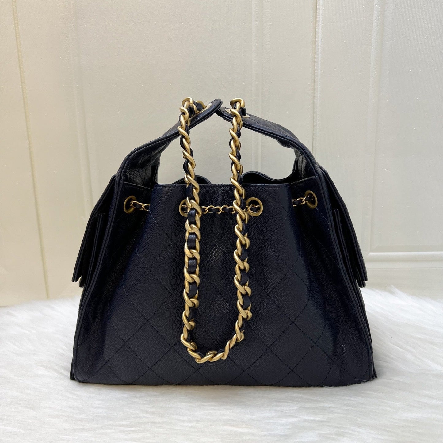 GLM-25 Small Hobo Bag in 25S Navy Caviar and AGHW (Model: AS5293)