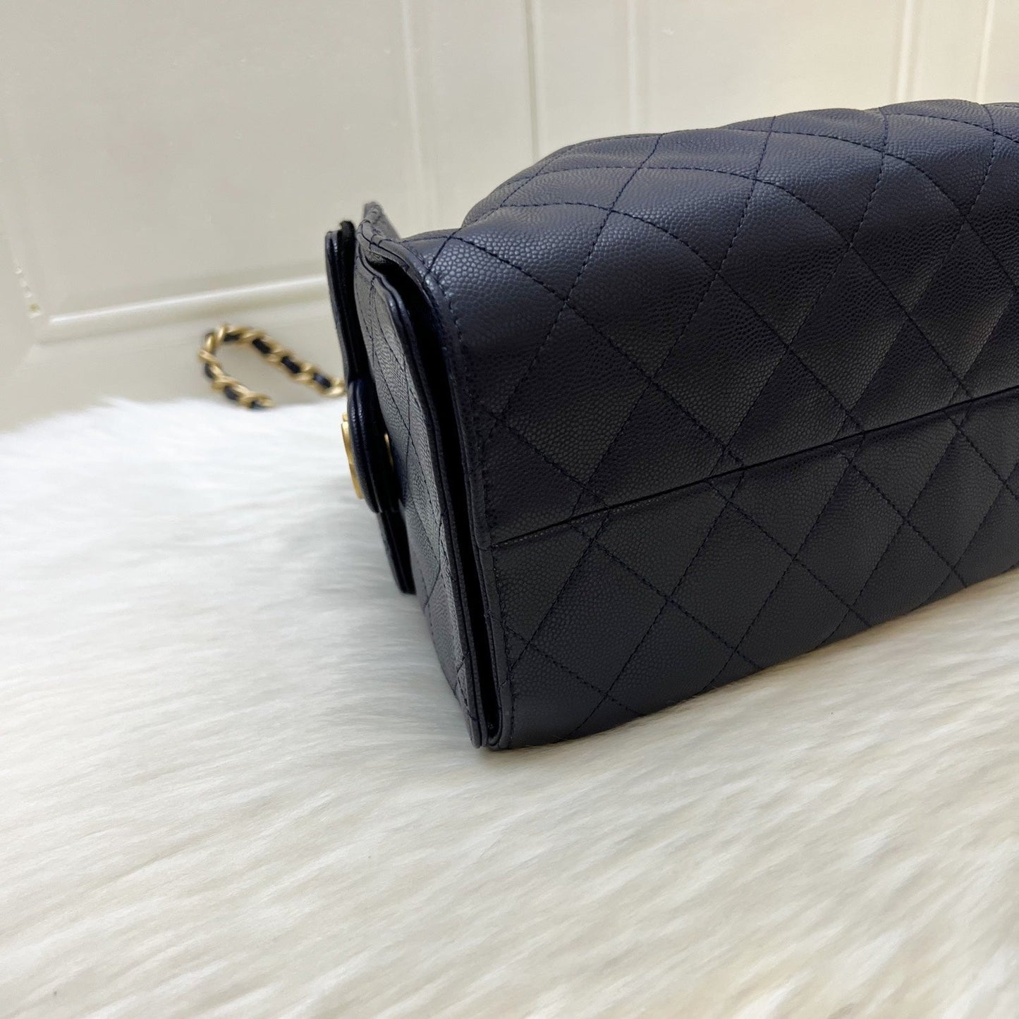 GLM-25 Small Hobo Bag in 25S Navy Caviar and AGHW (Model: AS5293)