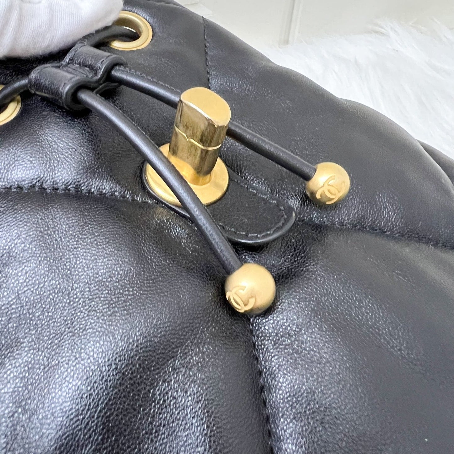 GLM-19 Backpack in Black Shiny Lambskin and AGHW