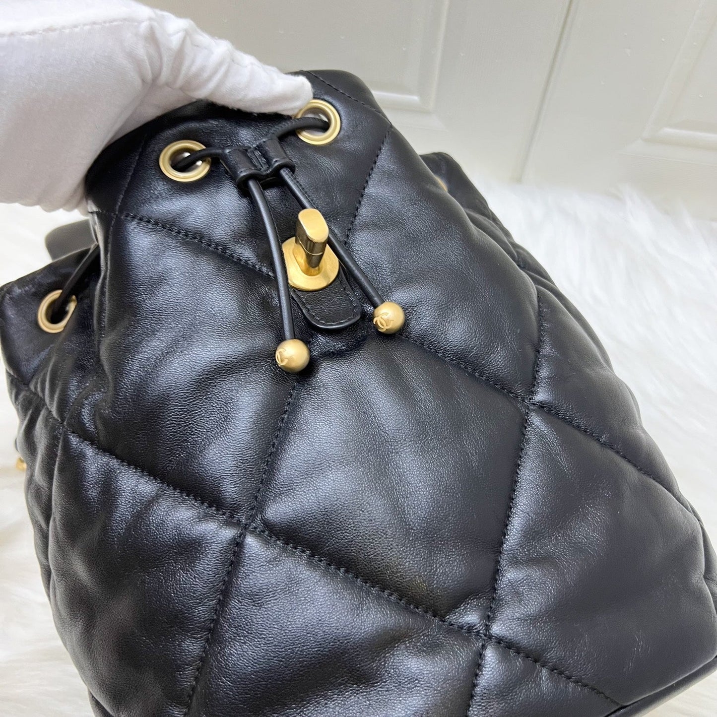 GLM-19 Backpack in Black Shiny Lambskin and AGHW