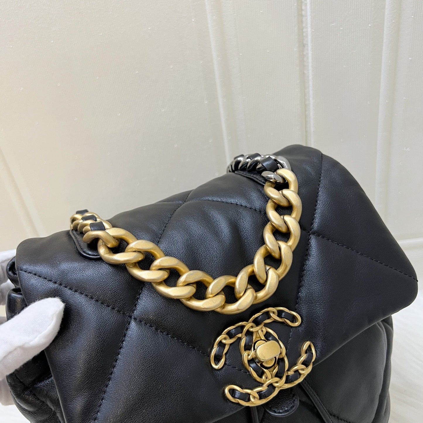 GLM-19 Backpack in Black Shiny Lambskin and AGHW