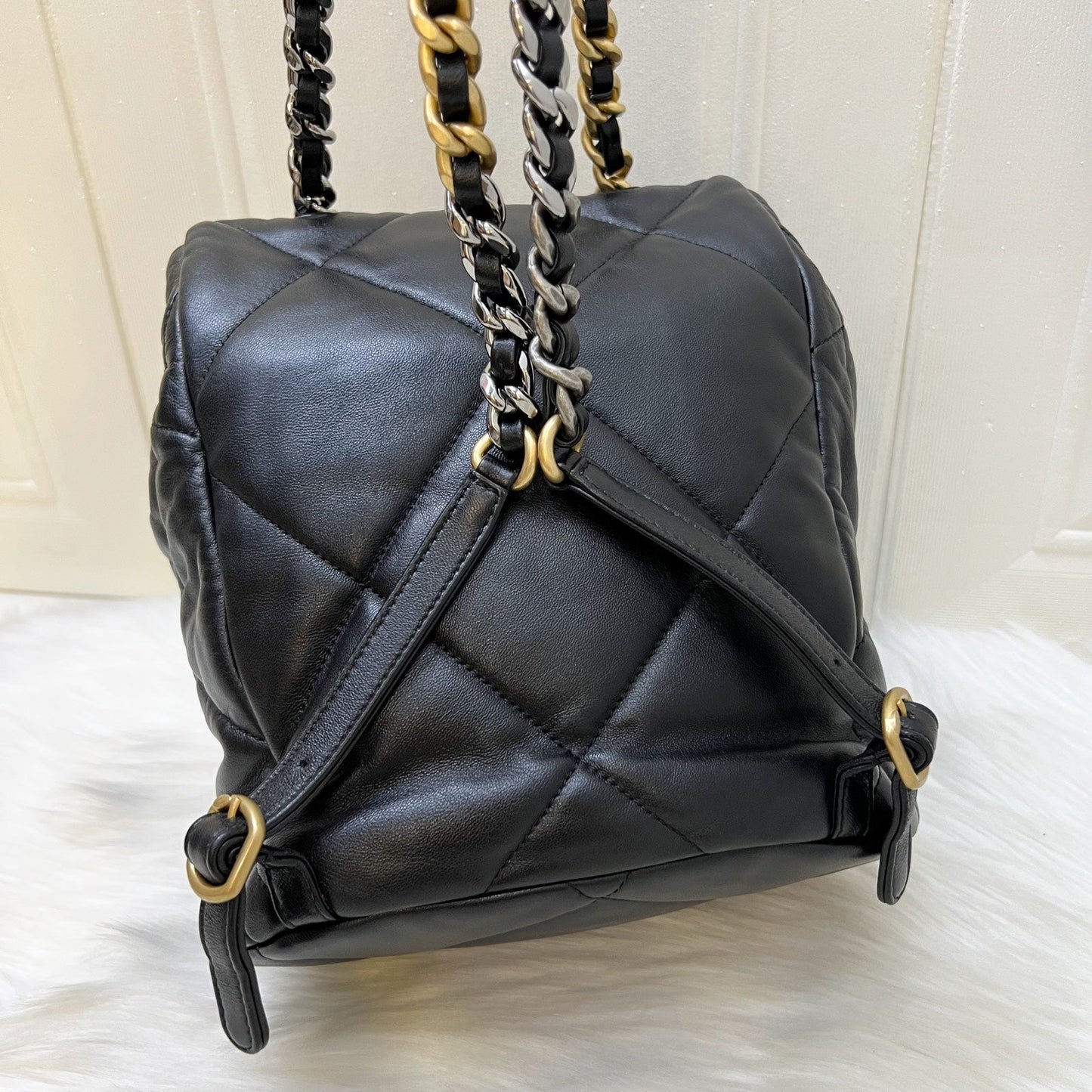 GLM-19 Backpack in Black Shiny Lambskin and AGHW