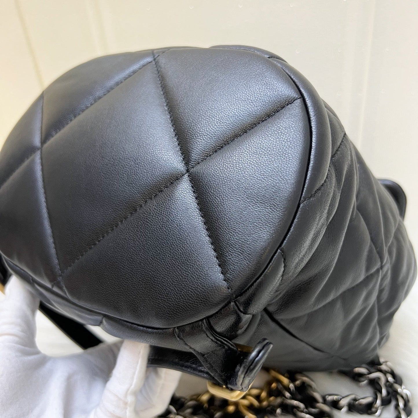 GLM-19 Backpack in Black Shiny Lambskin and AGHW
