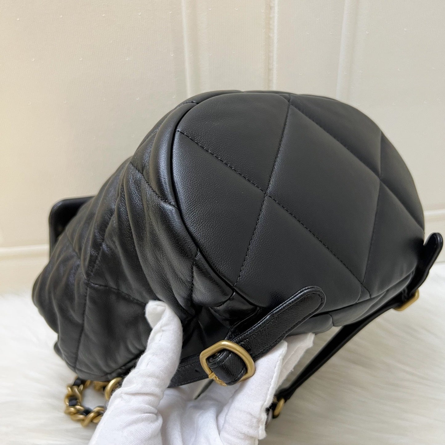 GLM-19 Backpack in Black Shiny Lambskin and AGHW
