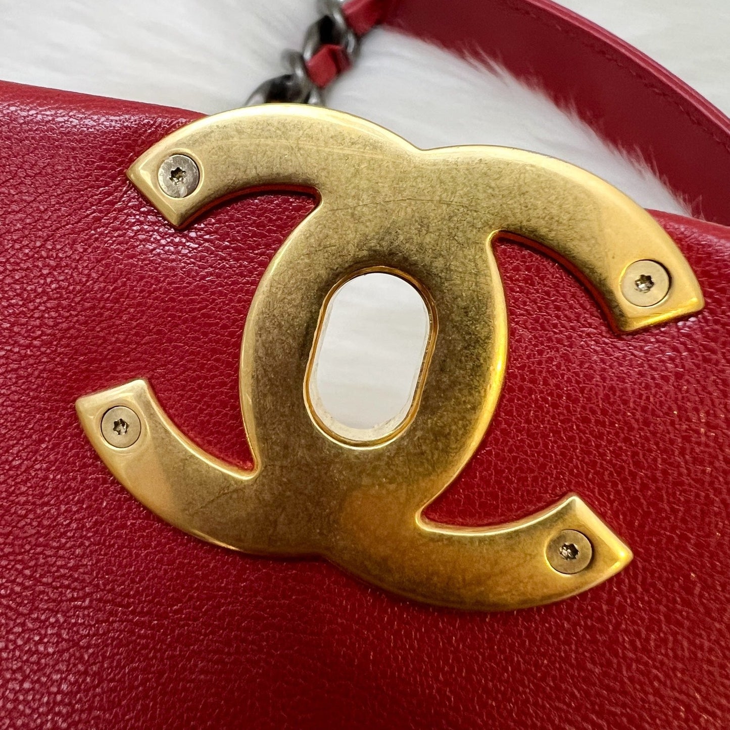 GLM-19 Medium / Large Flap in Red Lambskin and 3-tone HW (Model: AS1161)