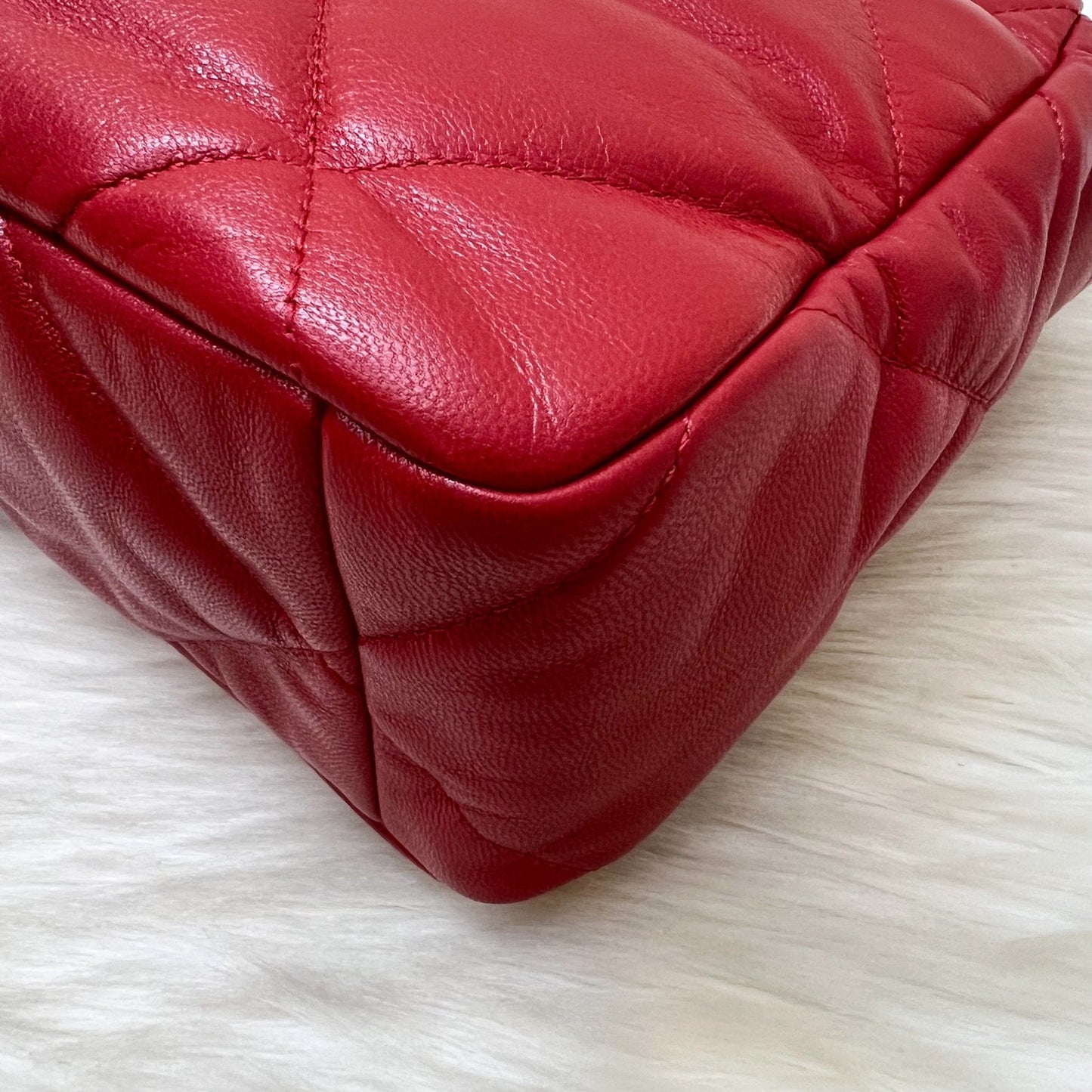 GLM-19 Medium / Large Flap in Red Lambskin and 3-tone HW (Model: AS1161)