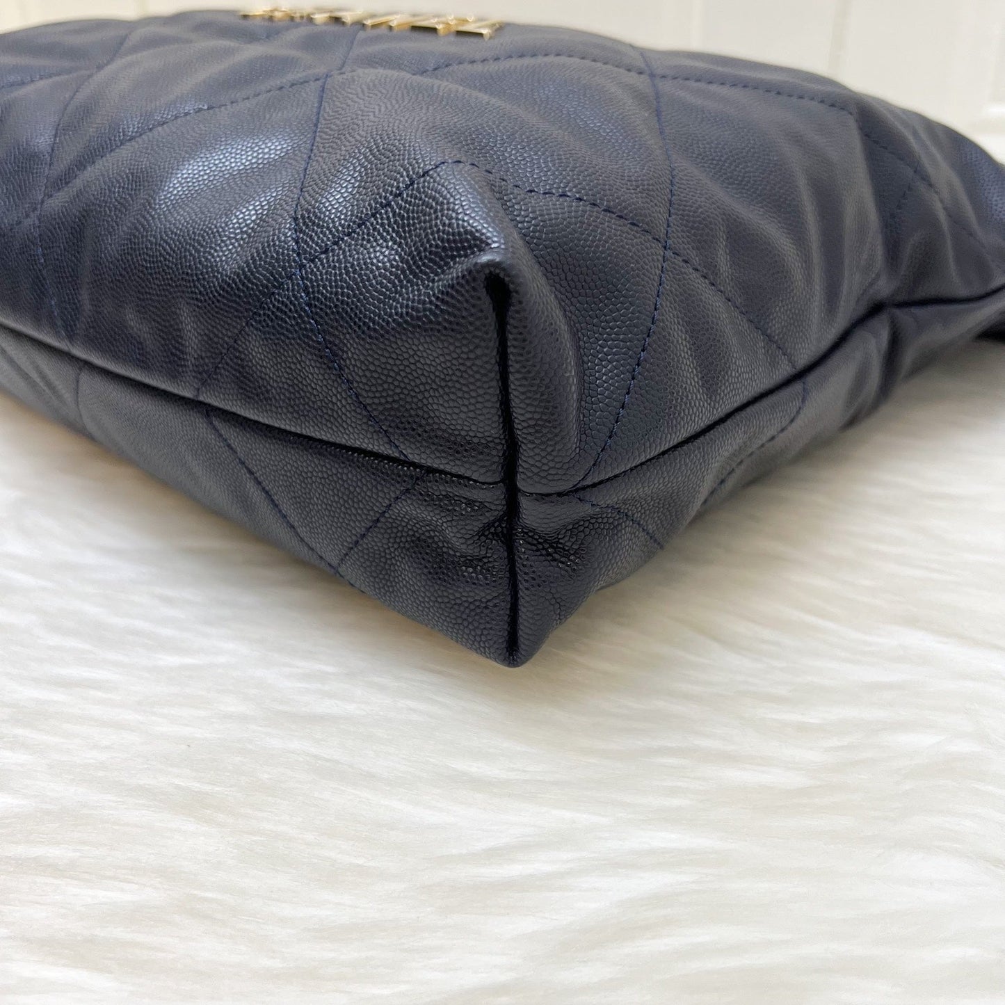 GLM-22 Small Hobo Handbag in Navy Shiny Caviar and LGHW (Model: AS3260)