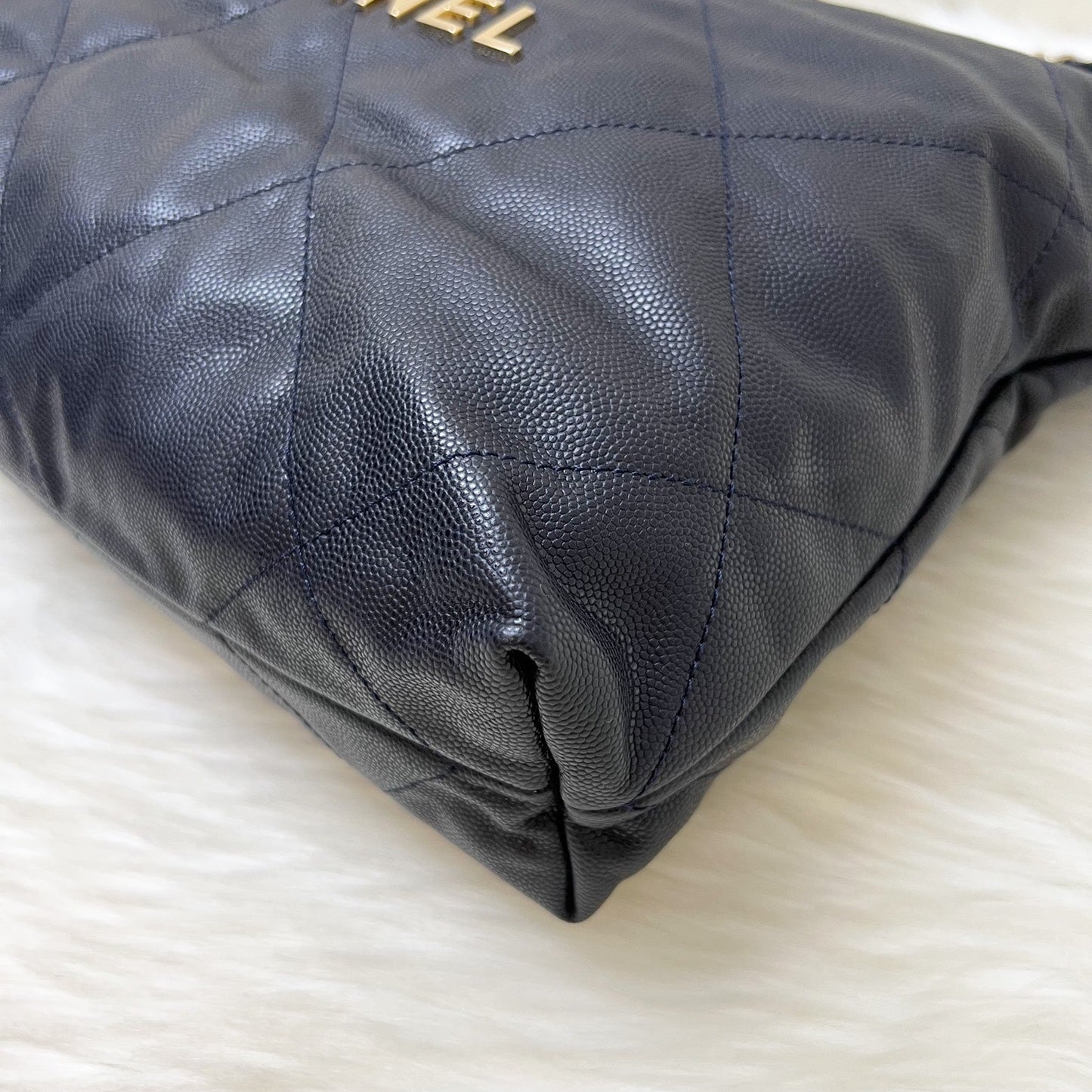 GLM-22 Small Hobo Handbag in Navy Shiny Caviar and LGHW (Model: AS3260)