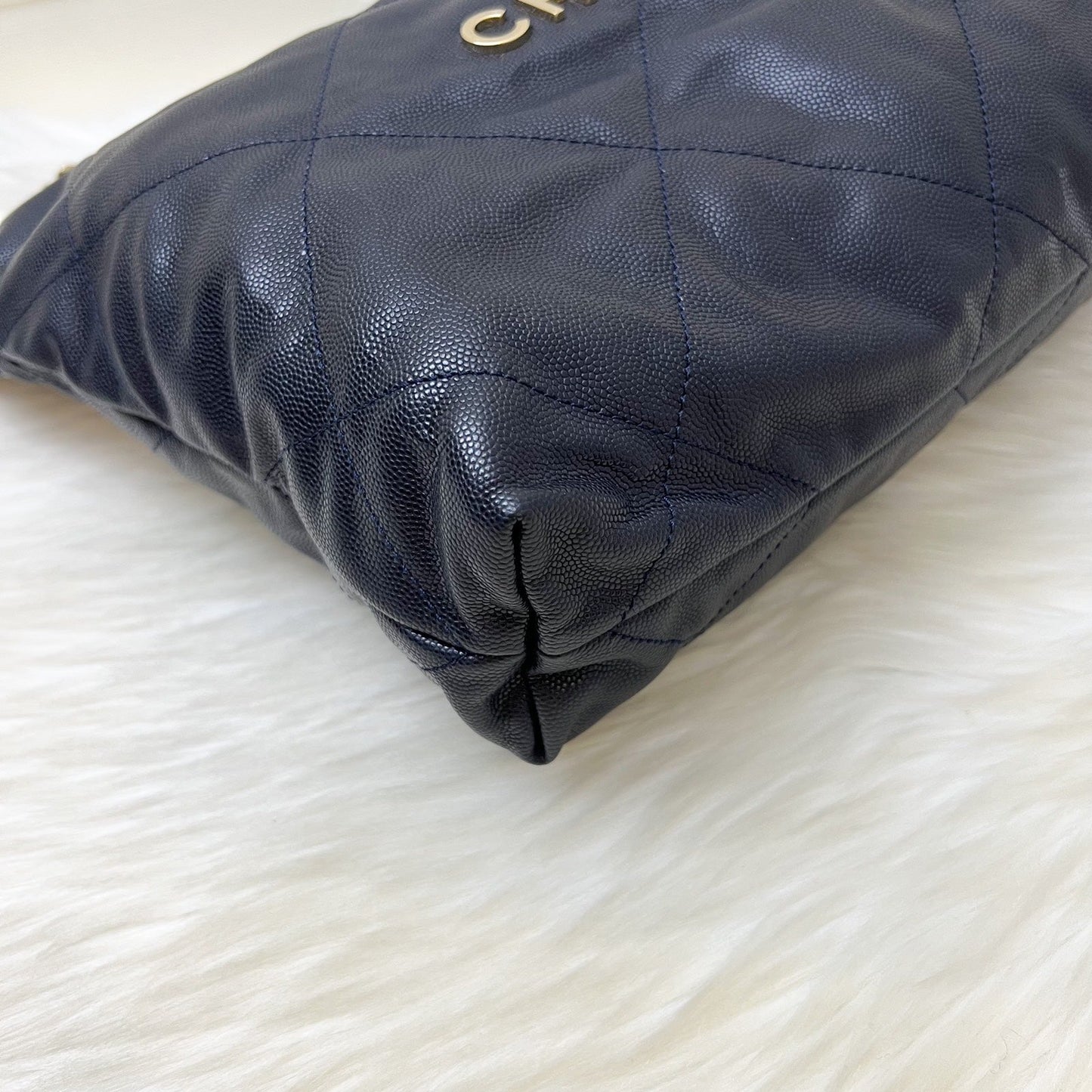 GLM-22 Small Hobo Handbag in Navy Shiny Caviar and LGHW (Model: AS3260)