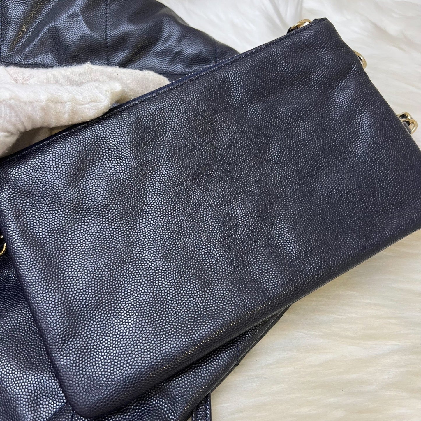 GLM-22 Small Hobo Handbag in Navy Shiny Caviar and LGHW (Model: AS3260)