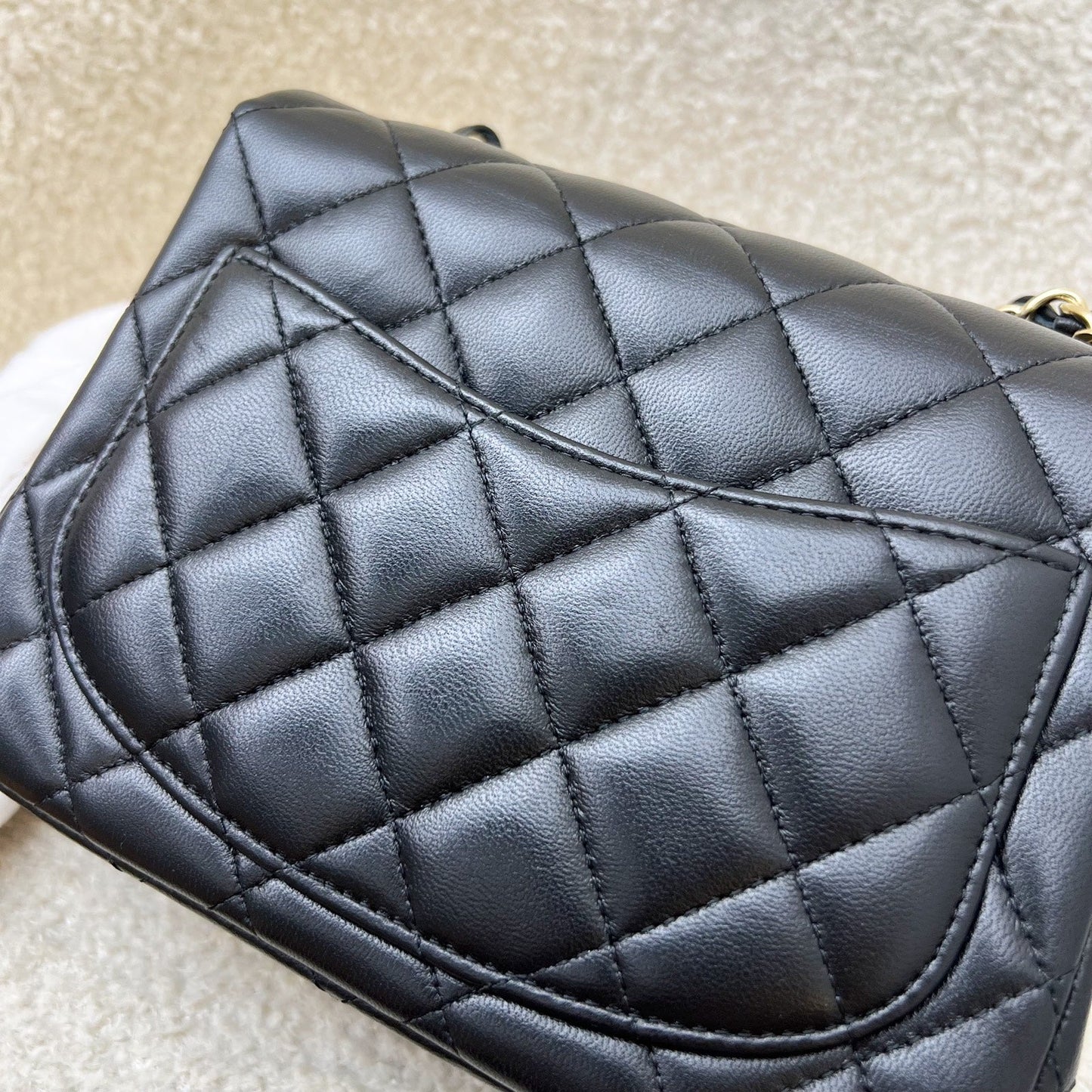 GLM-Classic Square Mini Flap in Black Lambskin and LGHW (Model: A35200)
