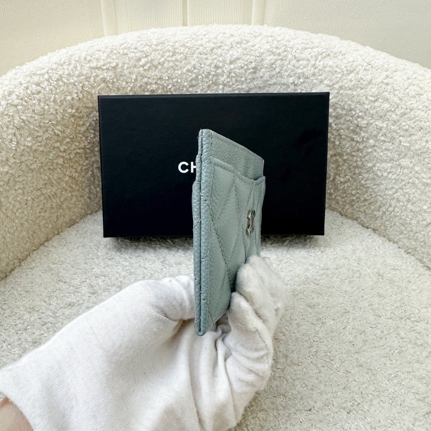 GLM-Classic Flat Card Holder in Seafoam Green / Grey Caviar and SHW