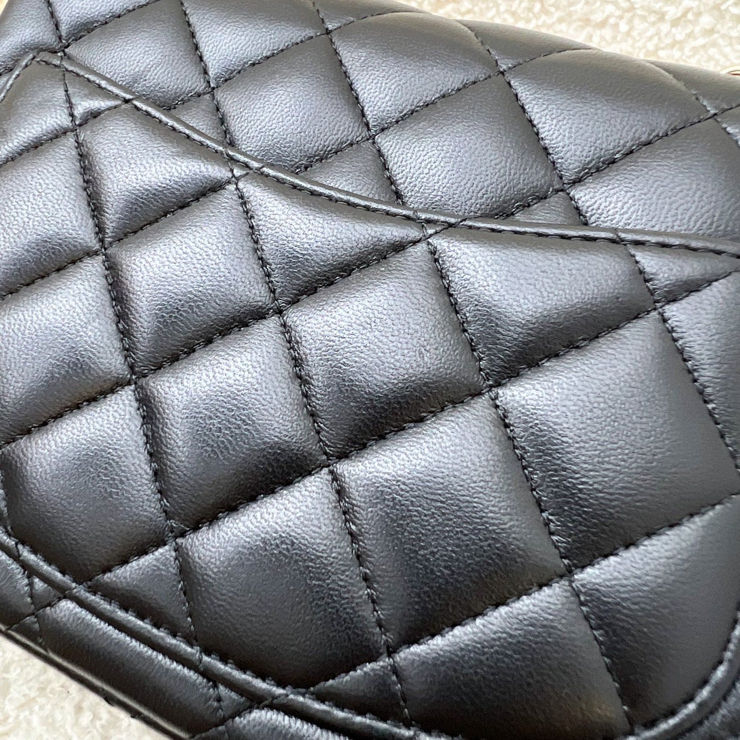GLM-Classic Square Mini Flap in Black Lambskin and LGHW (Model: A35200)