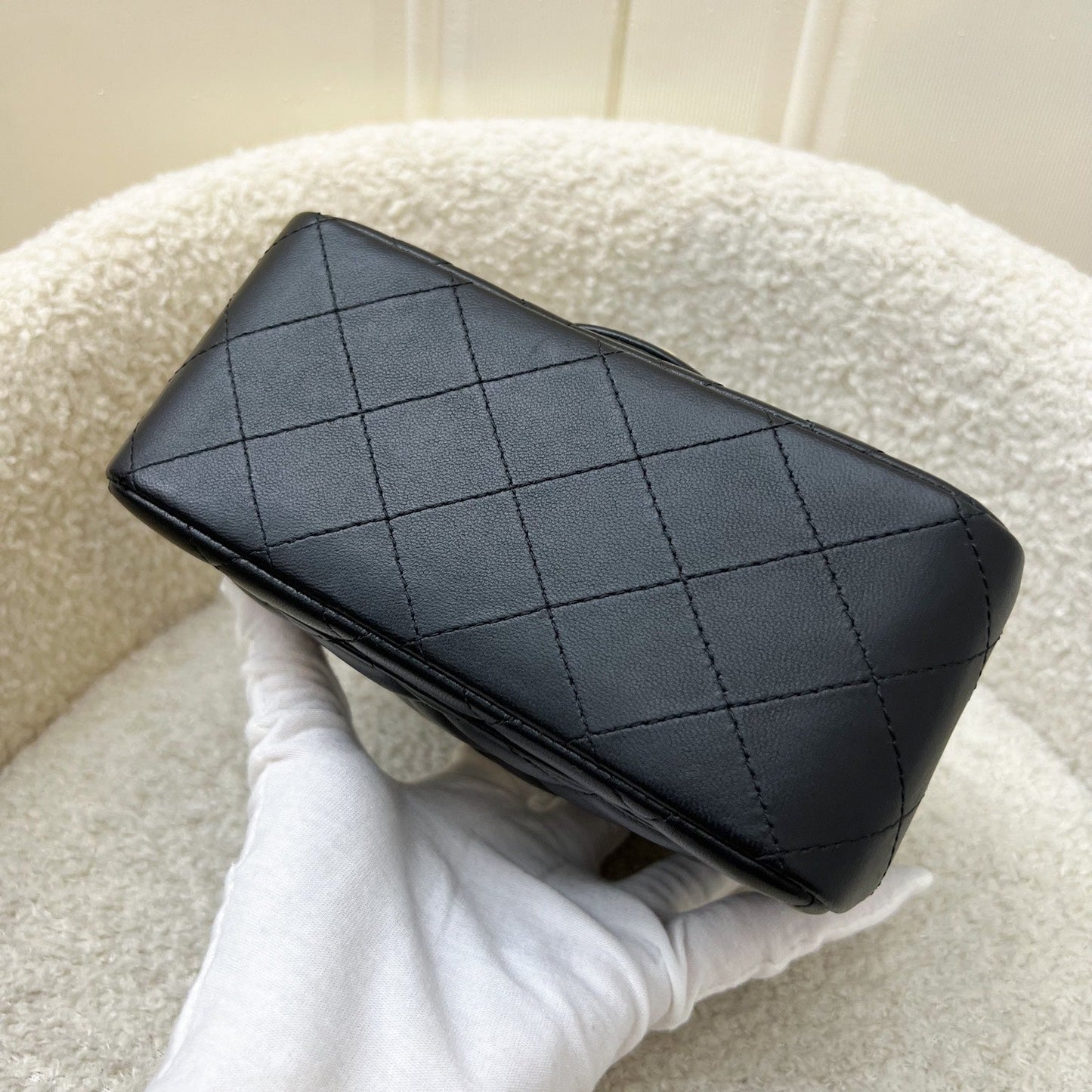 GLM-Classic Square Mini Flap in Black Lambskin and LGHW (Model: A35200)