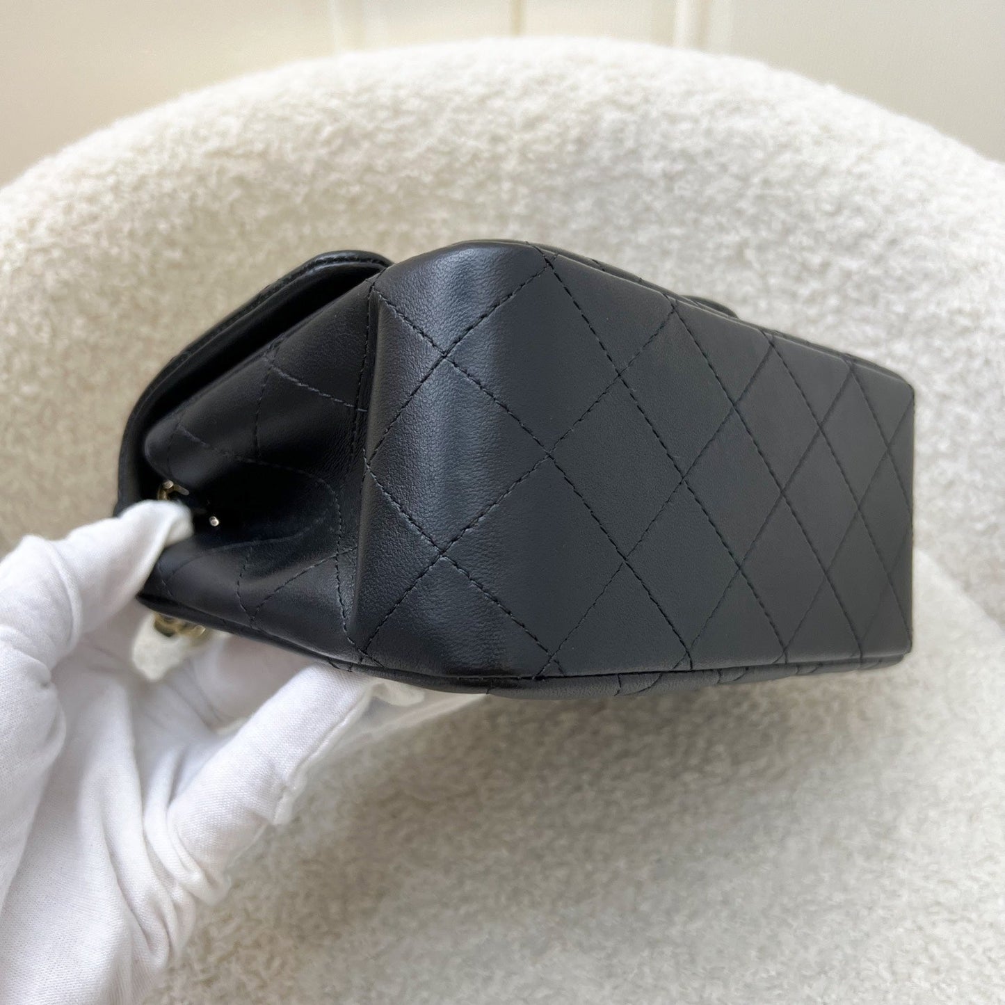 GLM-Classic Square Mini Flap in Black Lambskin and LGHW (Model: A35200)