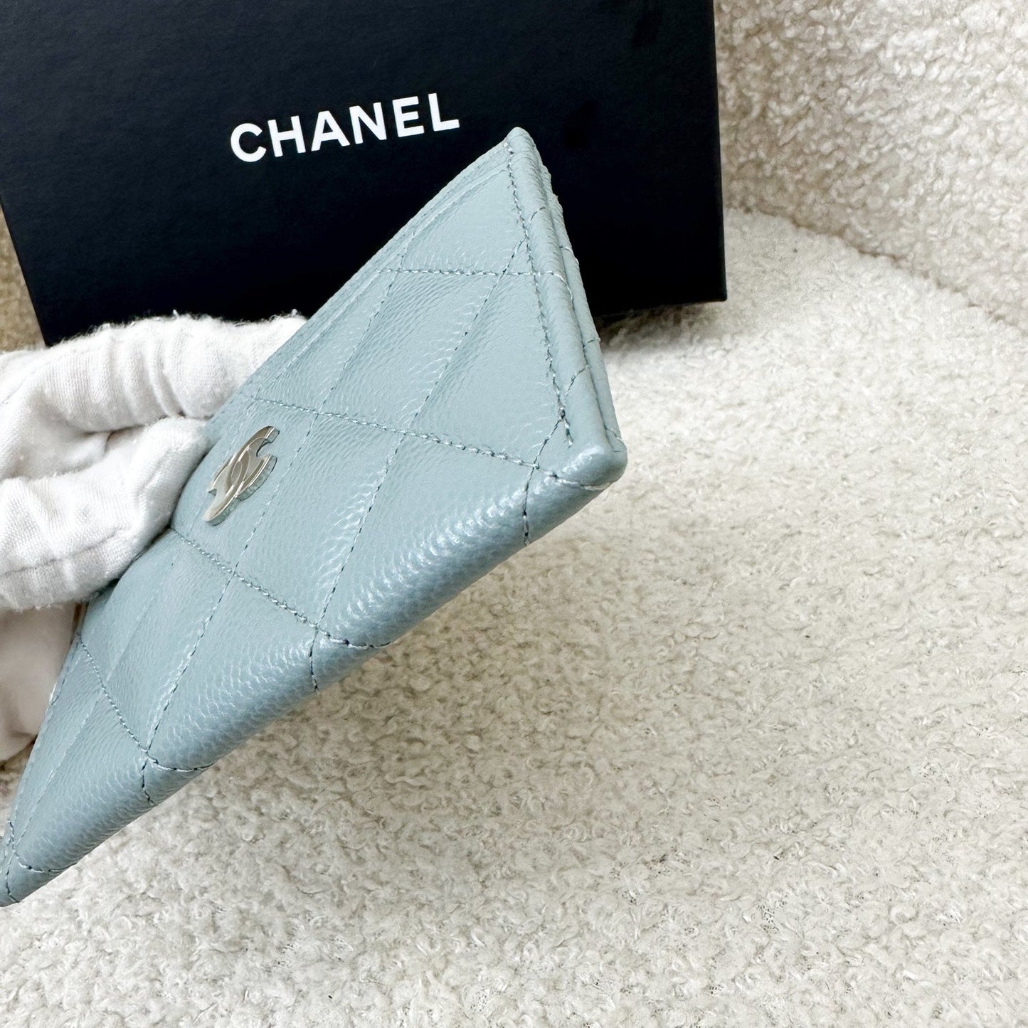 GLM-Classic Flat Card Holder in Seafoam Green / Grey Caviar and SHW
