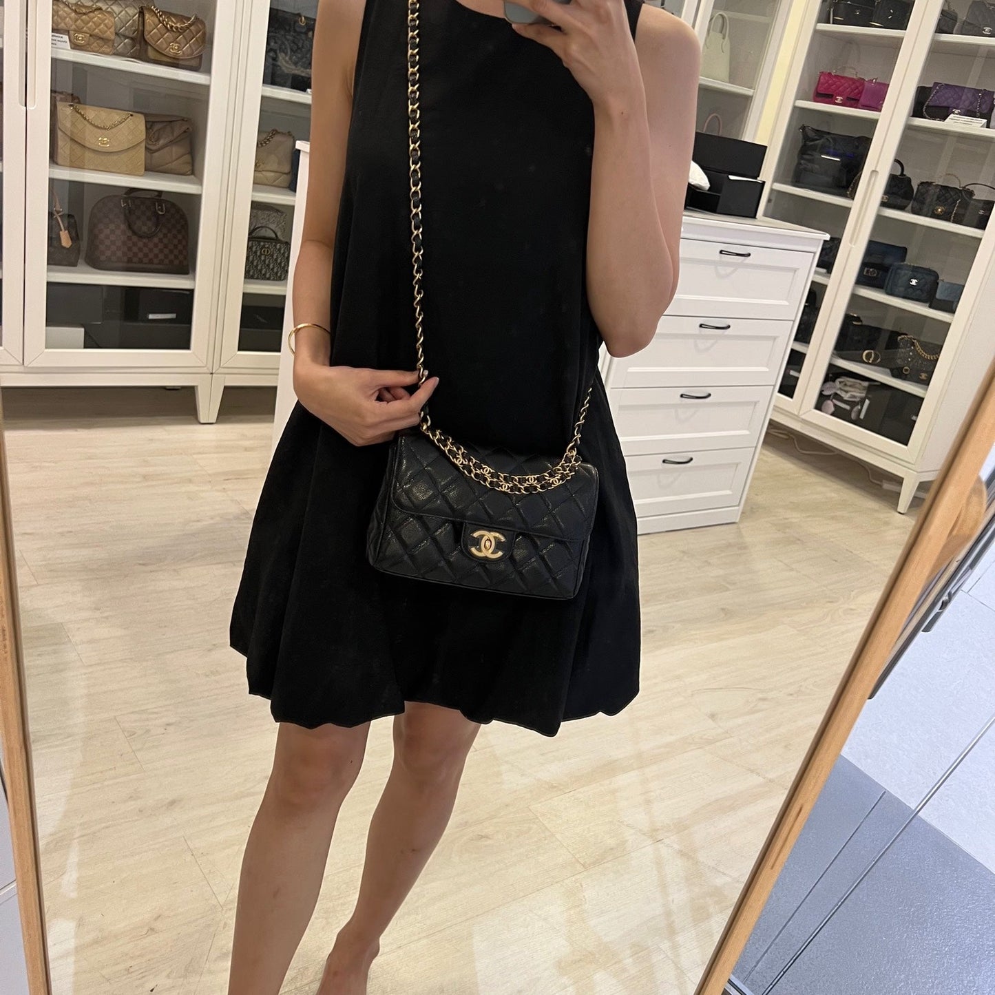 GLM-25P Seasonal Small / Mini Flap Bag in Black Caviar and AGHW (Model: AS5240)