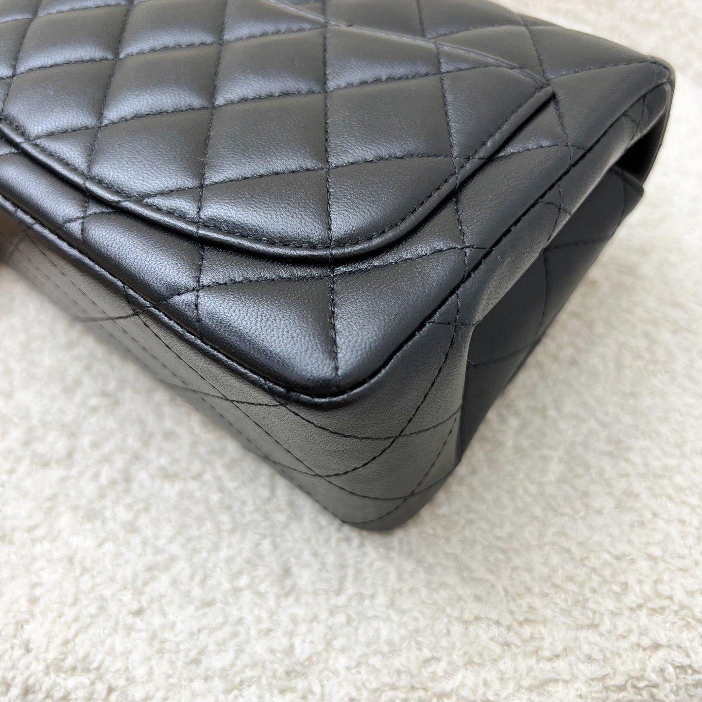 GLM-Classic Square Mini Flap in Black Lambskin and LGHW (Model: A35200)