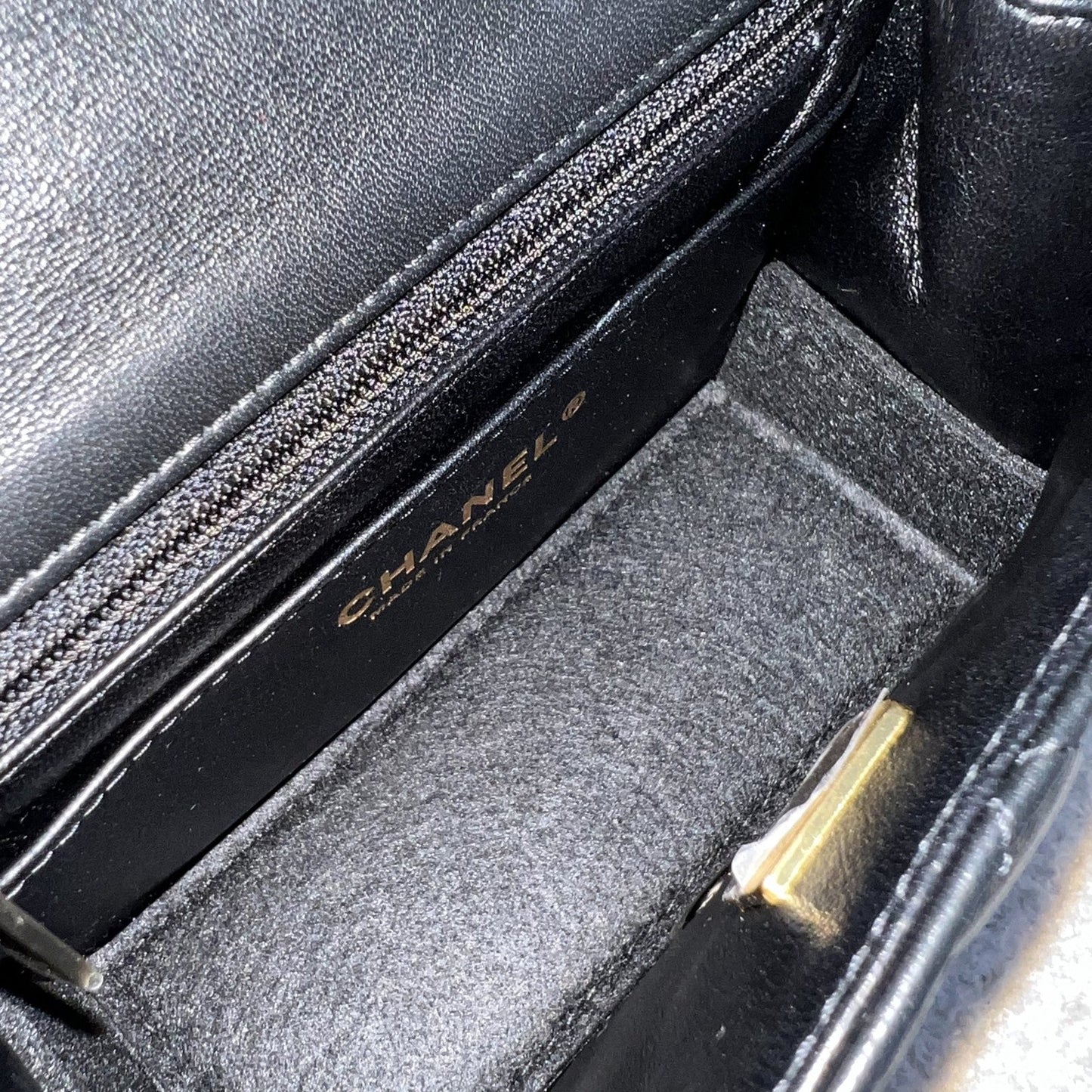 GLM-Classic Square Mini Flap in Black Lambskin and LGHW (Model: A35200)