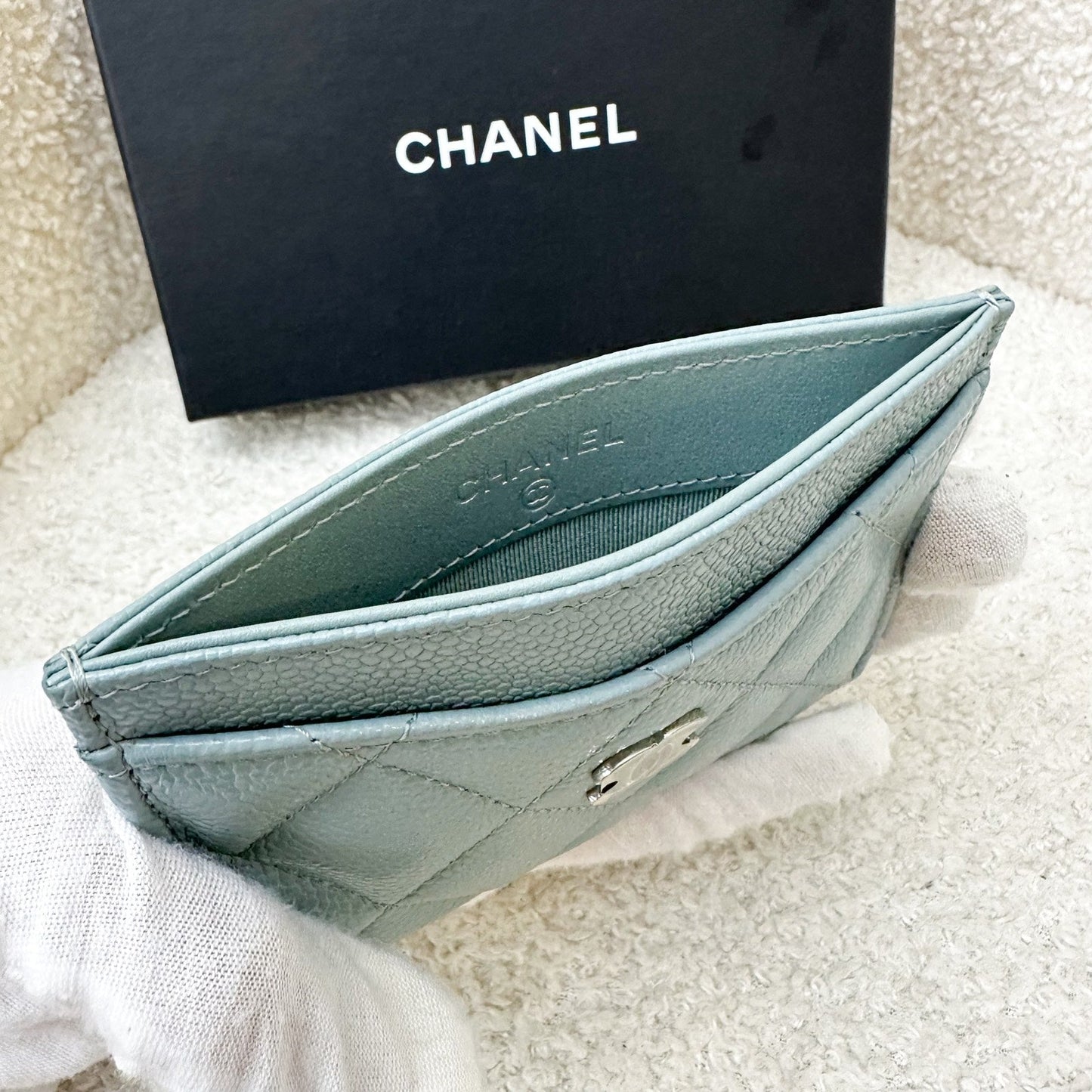 GLM-Classic Flat Card Holder in Seafoam Green / Grey Caviar and SHW