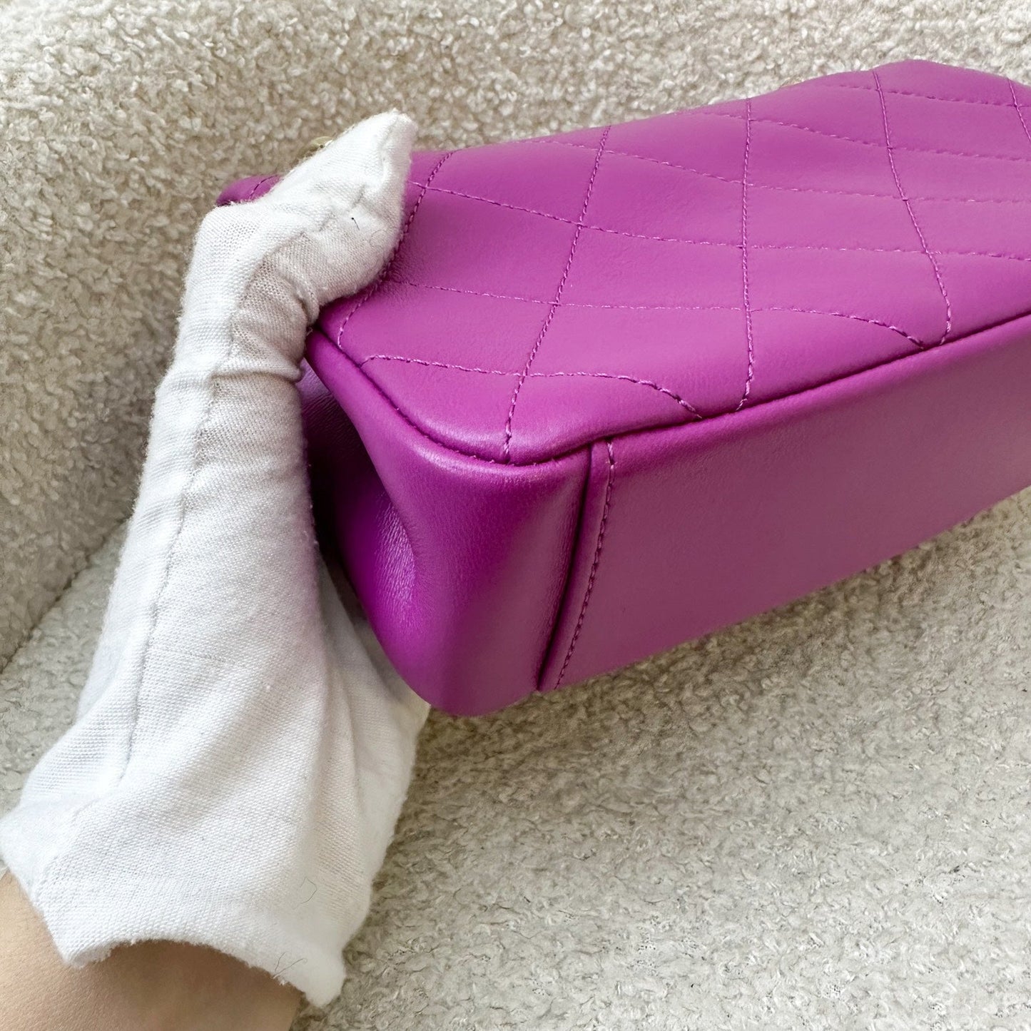 GLM-Seasonal Shoulder Flap Bag in Purple Lambskin and GHW