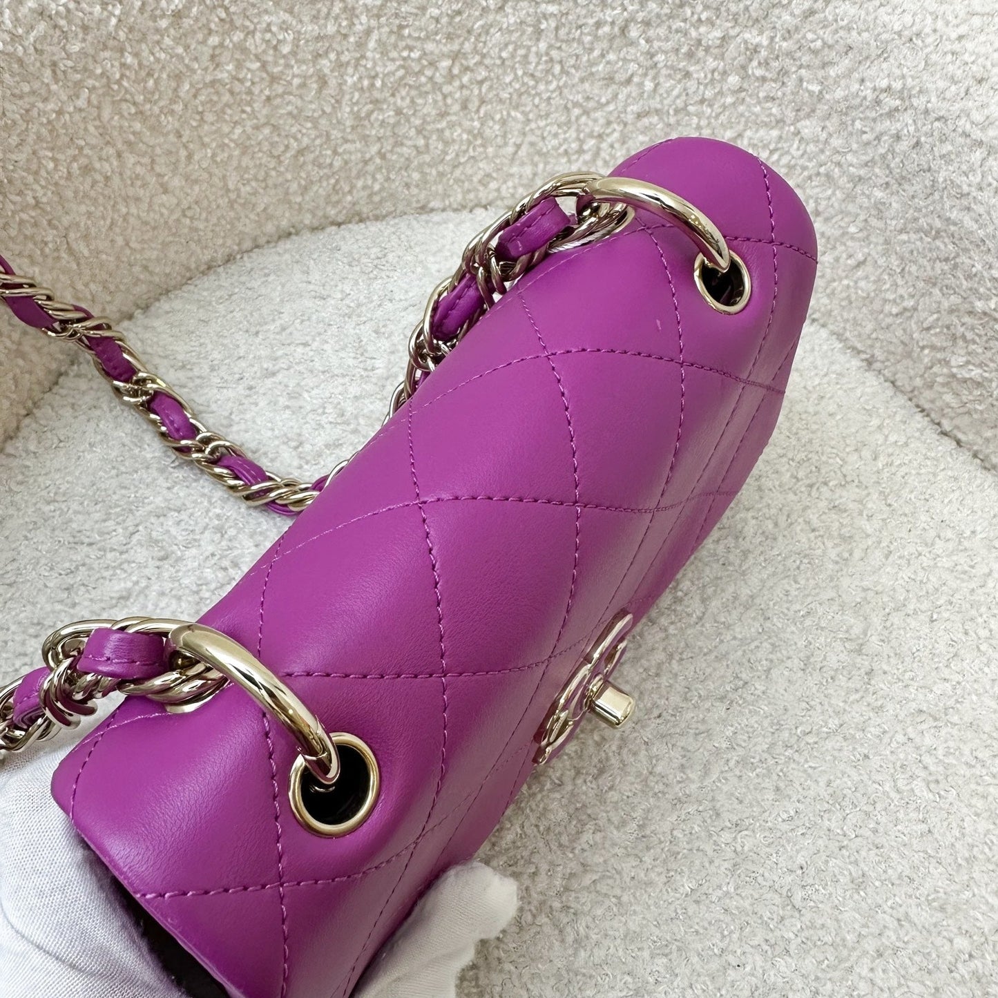 GLM-Seasonal Shoulder Flap Bag in Purple Lambskin and GHW