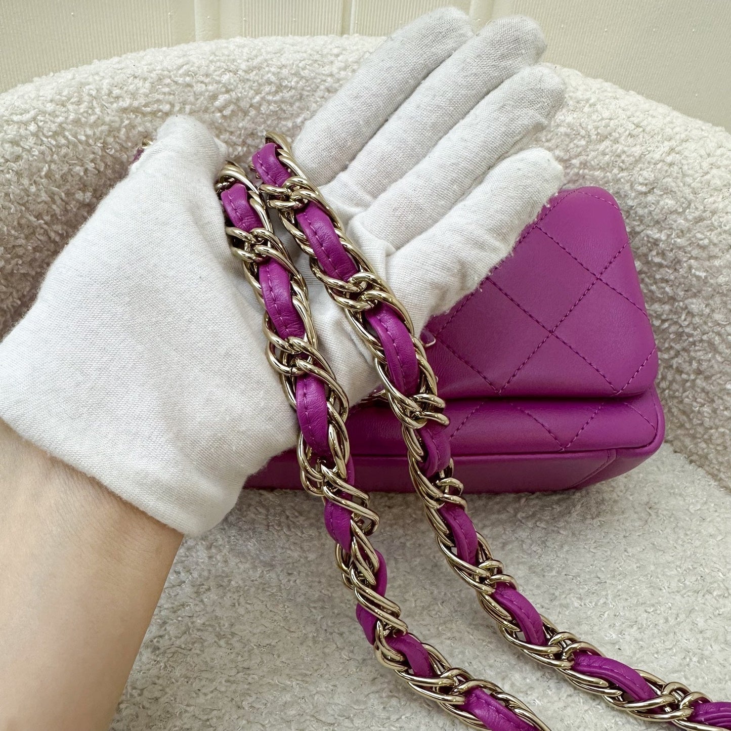 GLM-Seasonal Shoulder Flap Bag in Purple Lambskin and GHW