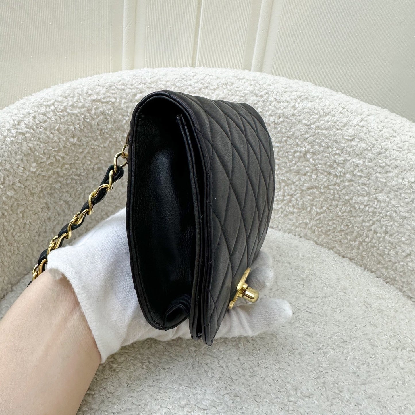 GLM- Small Quilted Crossbody Bag in Black Lambskin GHW