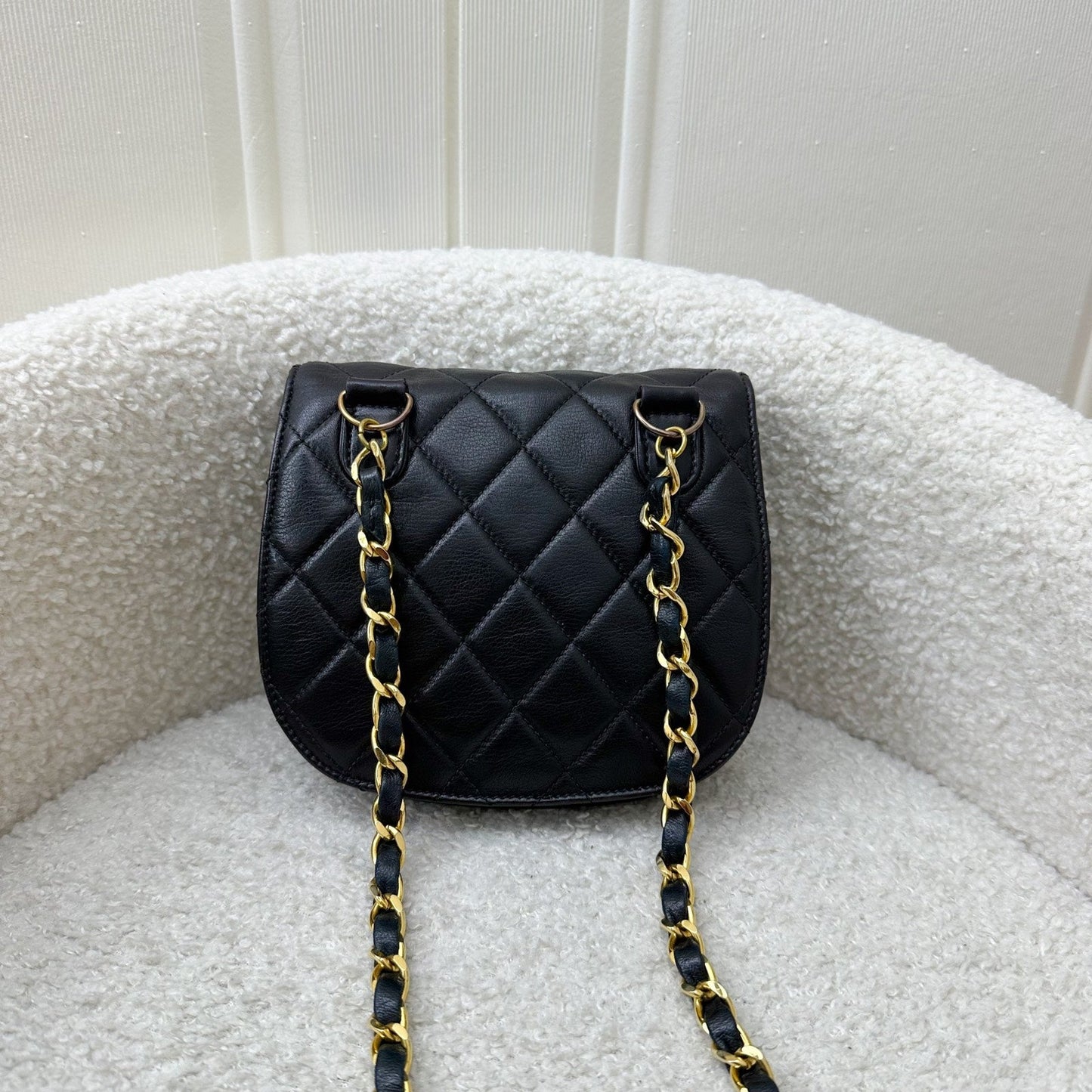 GLM- Small Quilted Crossbody Bag in Black Lambskin GHW