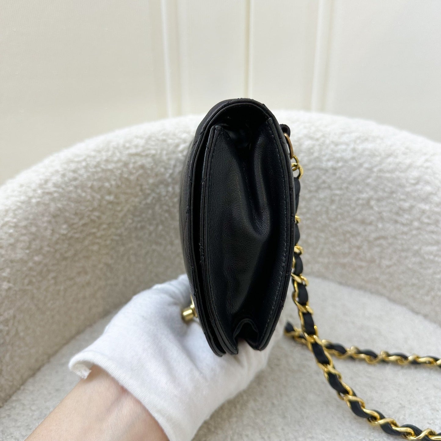 GLM- Small Quilted Crossbody Bag in Black Lambskin GHW