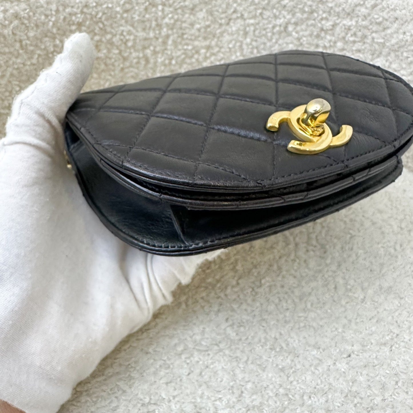 GLM- Small Quilted Crossbody Bag in Black Lambskin GHW