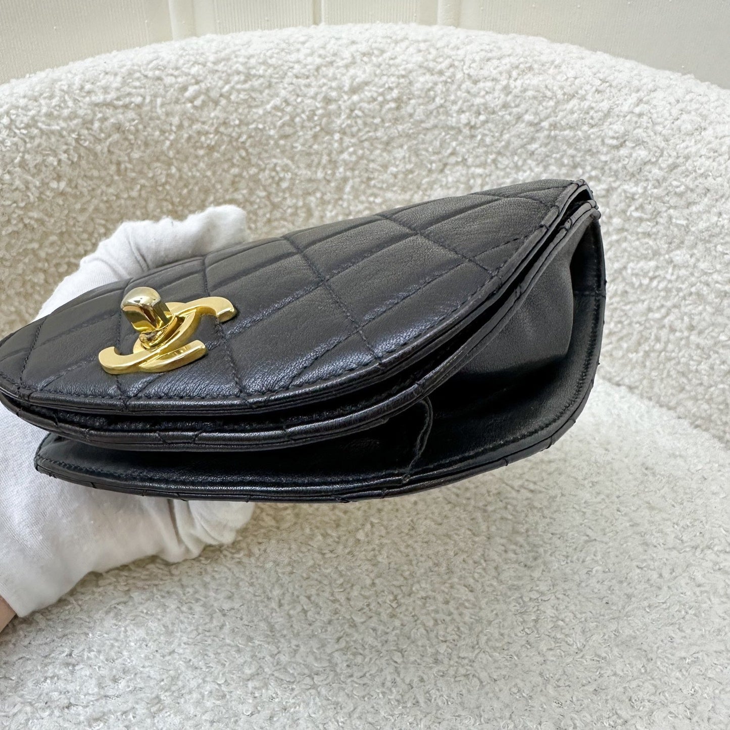 GLM- Small Quilted Crossbody Bag in Black Lambskin GHW