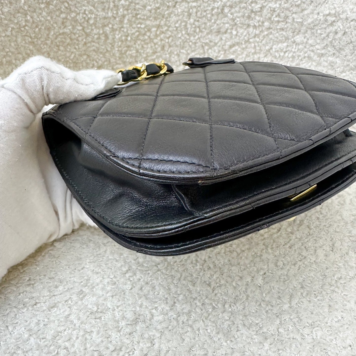 GLM- Small Quilted Crossbody Bag in Black Lambskin GHW