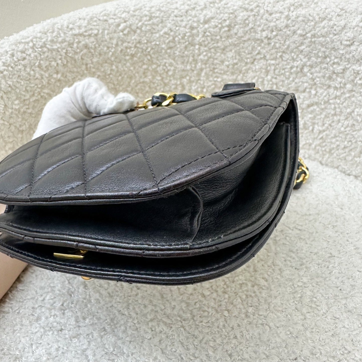 GLM- Small Quilted Crossbody Bag in Black Lambskin GHW