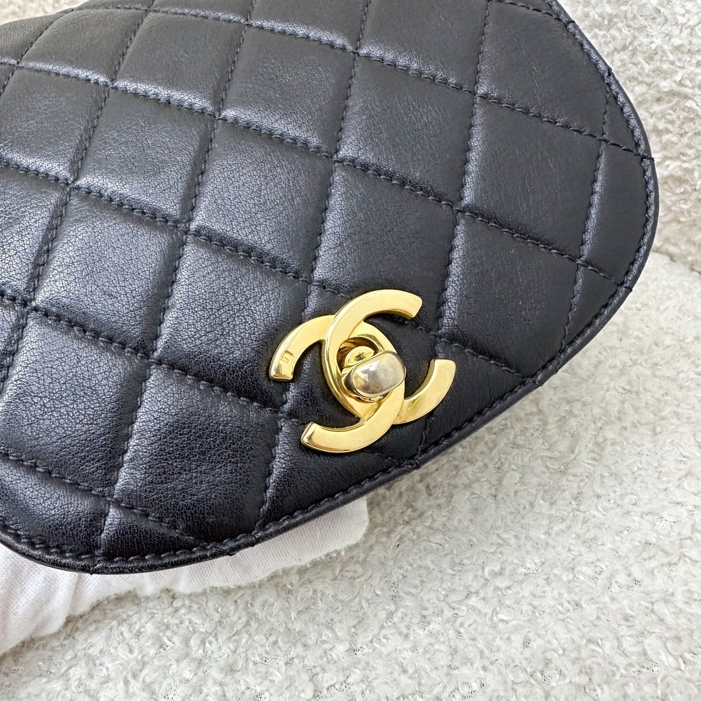 GLM- Small Quilted Crossbody Bag in Black Lambskin GHW