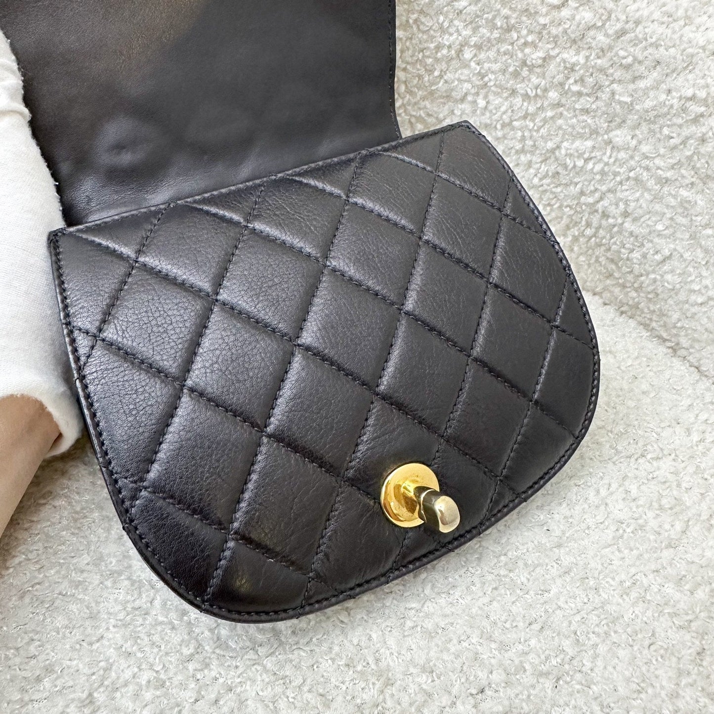 GLM- Small Quilted Crossbody Bag in Black Lambskin GHW