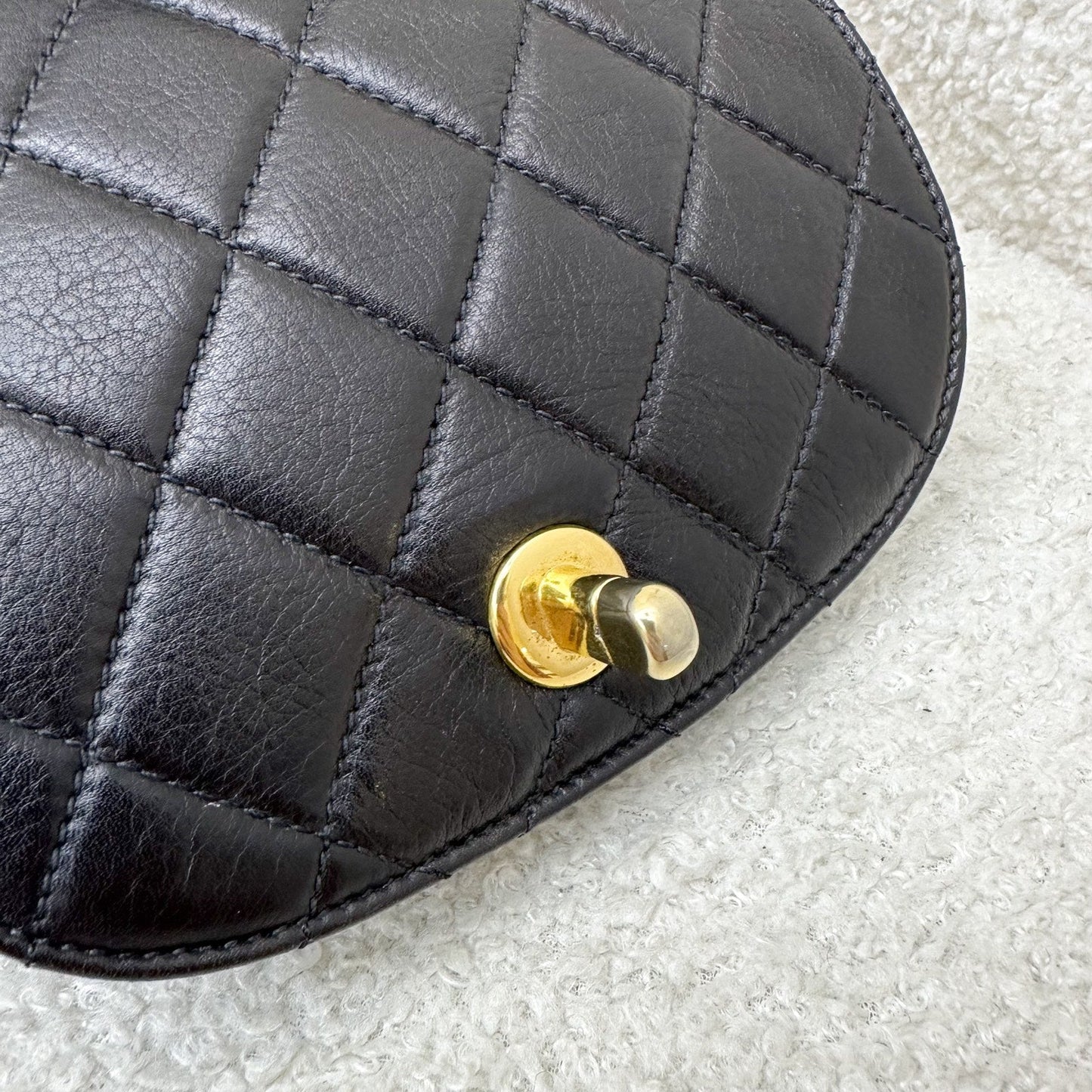 GLM- Small Quilted Crossbody Bag in Black Lambskin GHW